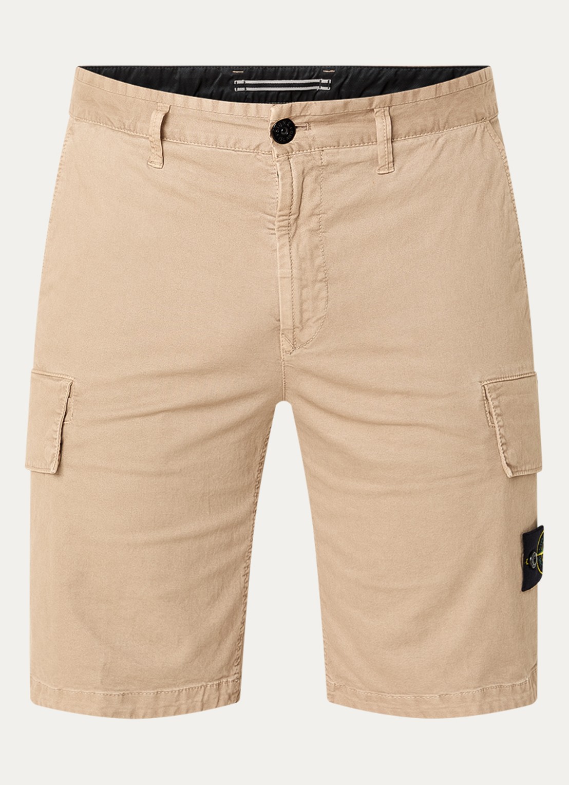 Stone Island S0004 Straight fit korte cargobroek met logo - voorkant 4 donkerbeige
