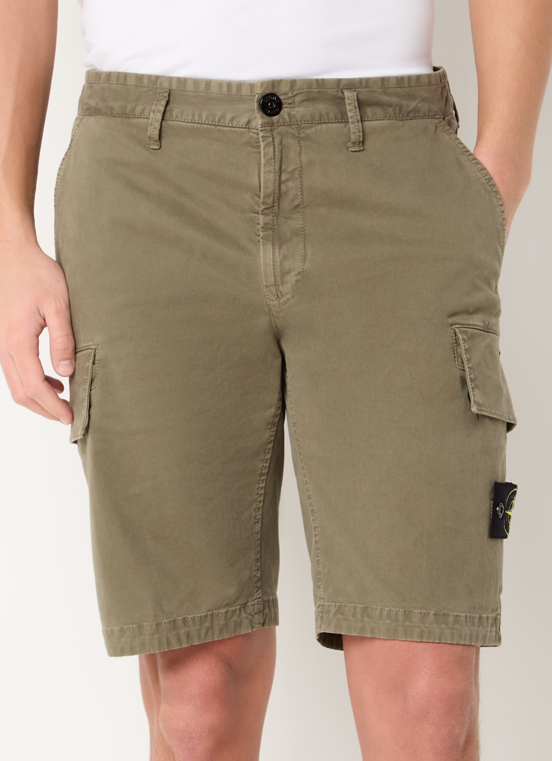 Stone Island S0004 Straight fit korte cargobroek met logo - detail 4 mosgroen