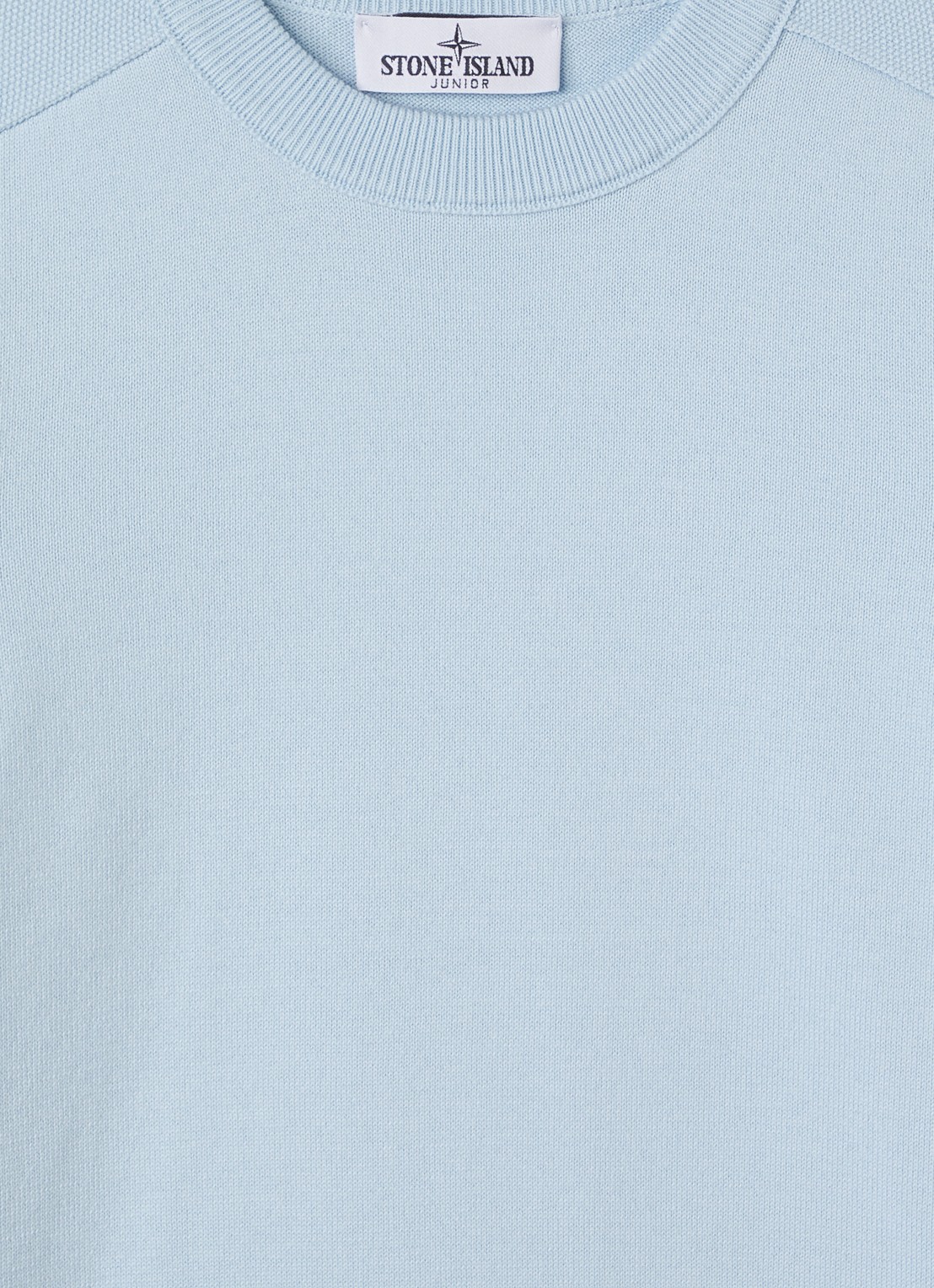 Stone Island S00085 fijngebreide trui met logo - detail lichtblauw