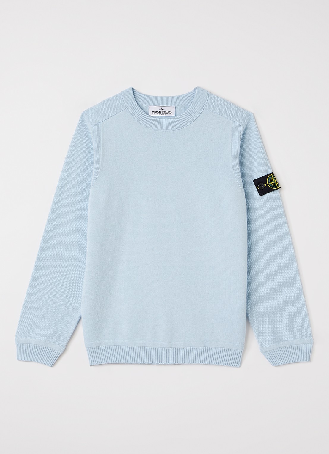 Stone Island S00085 fijngebreide trui met logo - voorkant 2 lichtblauw