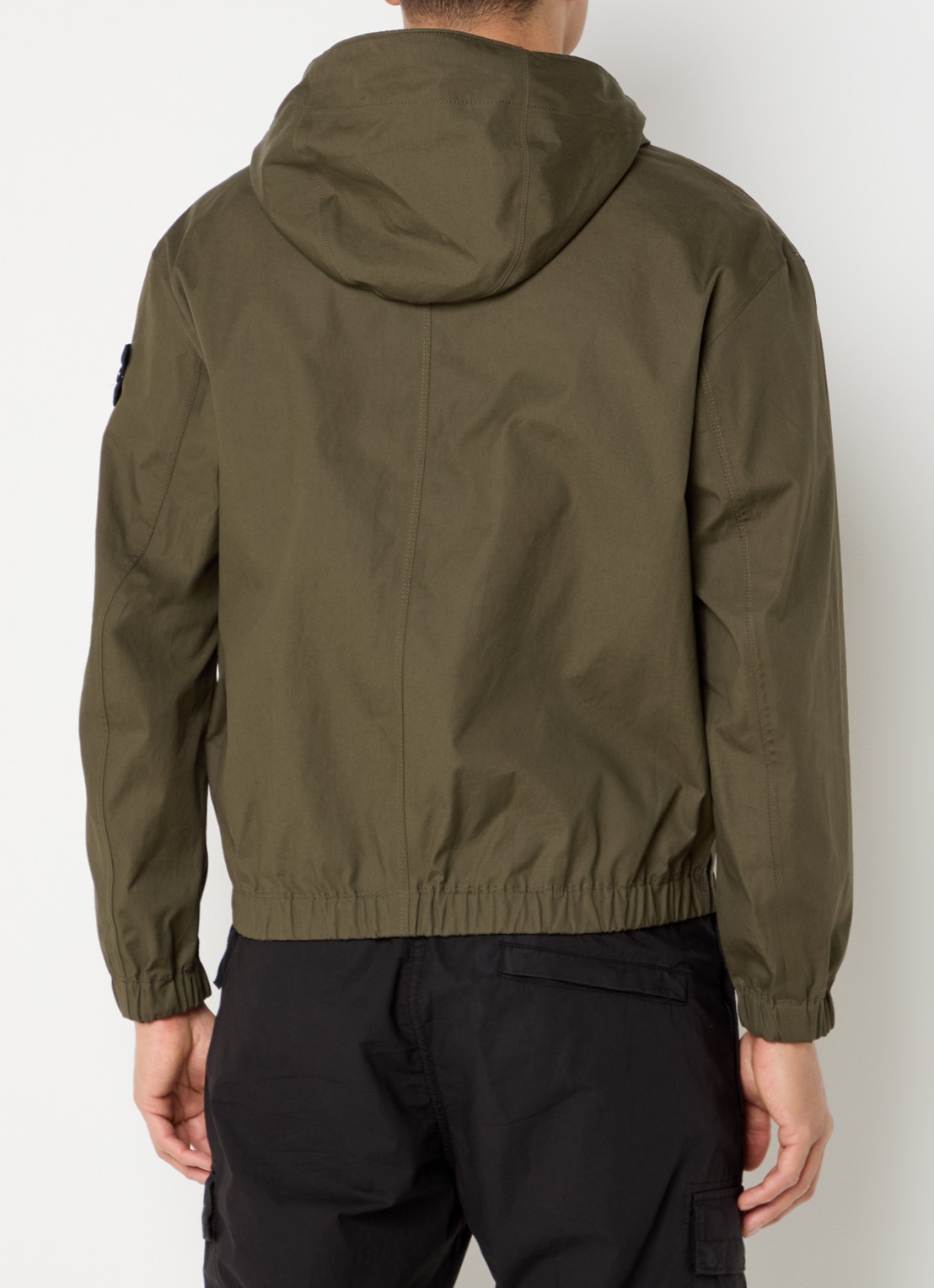 Stone Island S0011 Supima windjack met ritszakken en logo - achterkant 6 legergroen