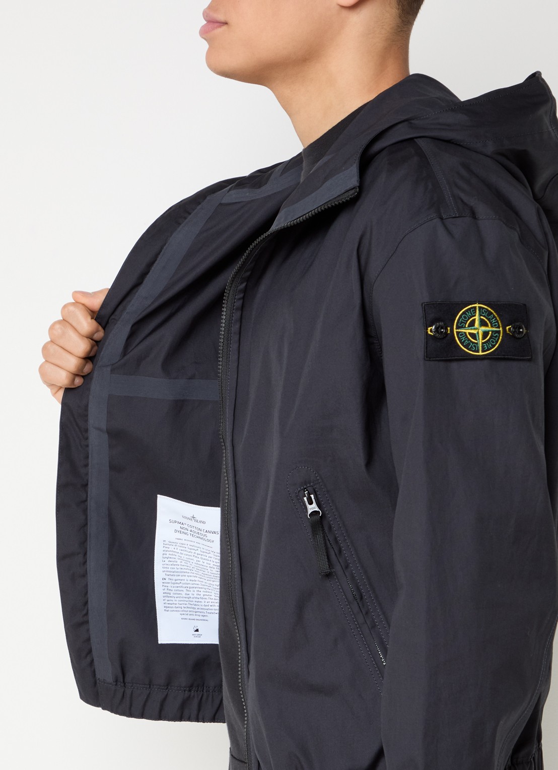 Stone Island S0011 Supima windjack met ritszakken en logo - detail 4 donkerblauw