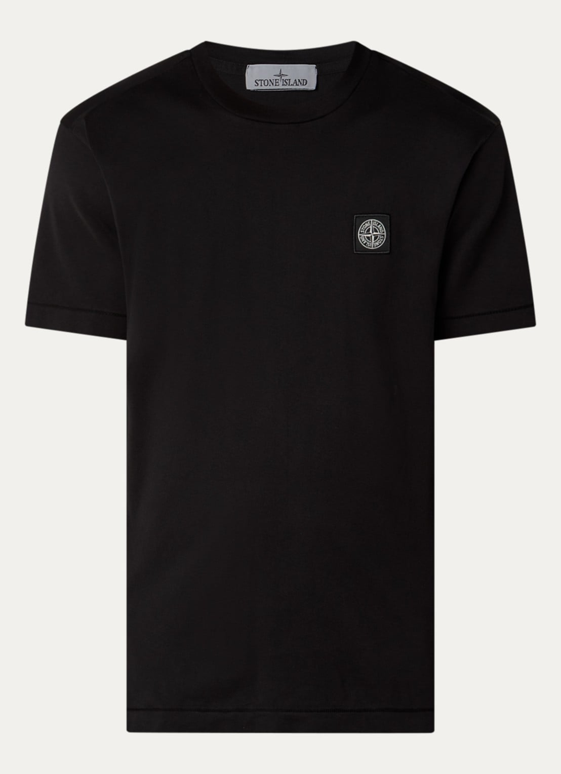 Stone Island S0013 T-shirt met logo - voorkant zwart