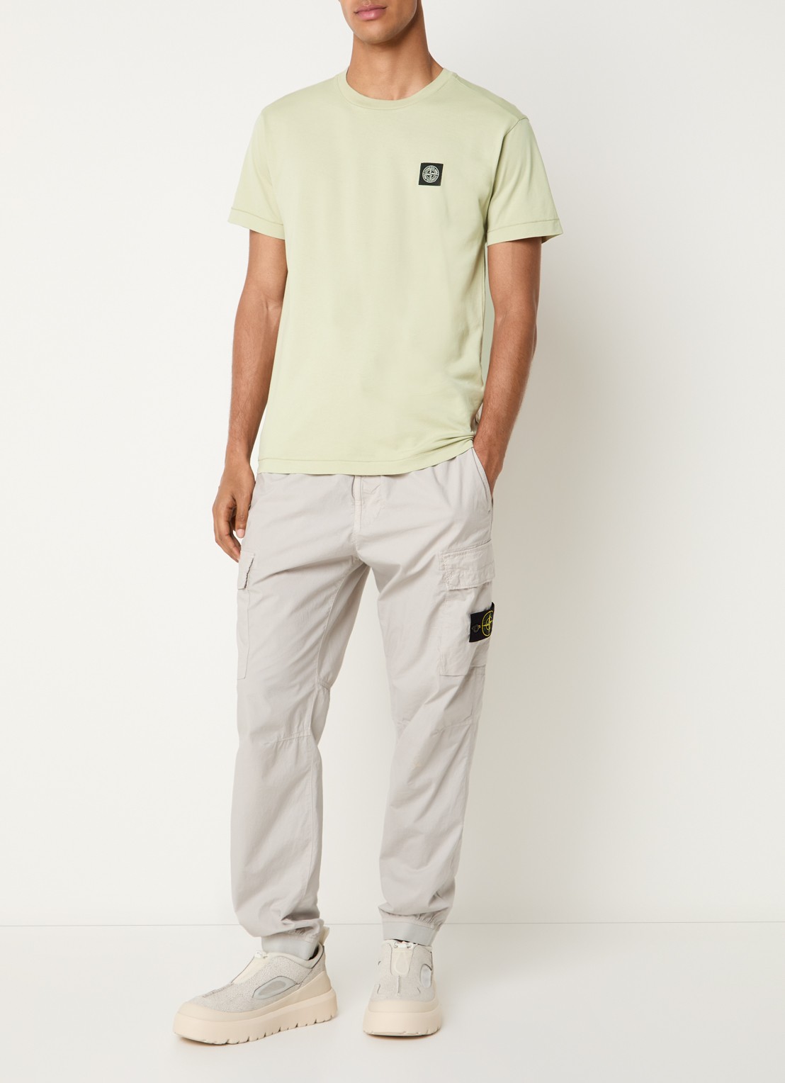 Stone Island S0013 T-shirt met logo - voorkant 5 zand