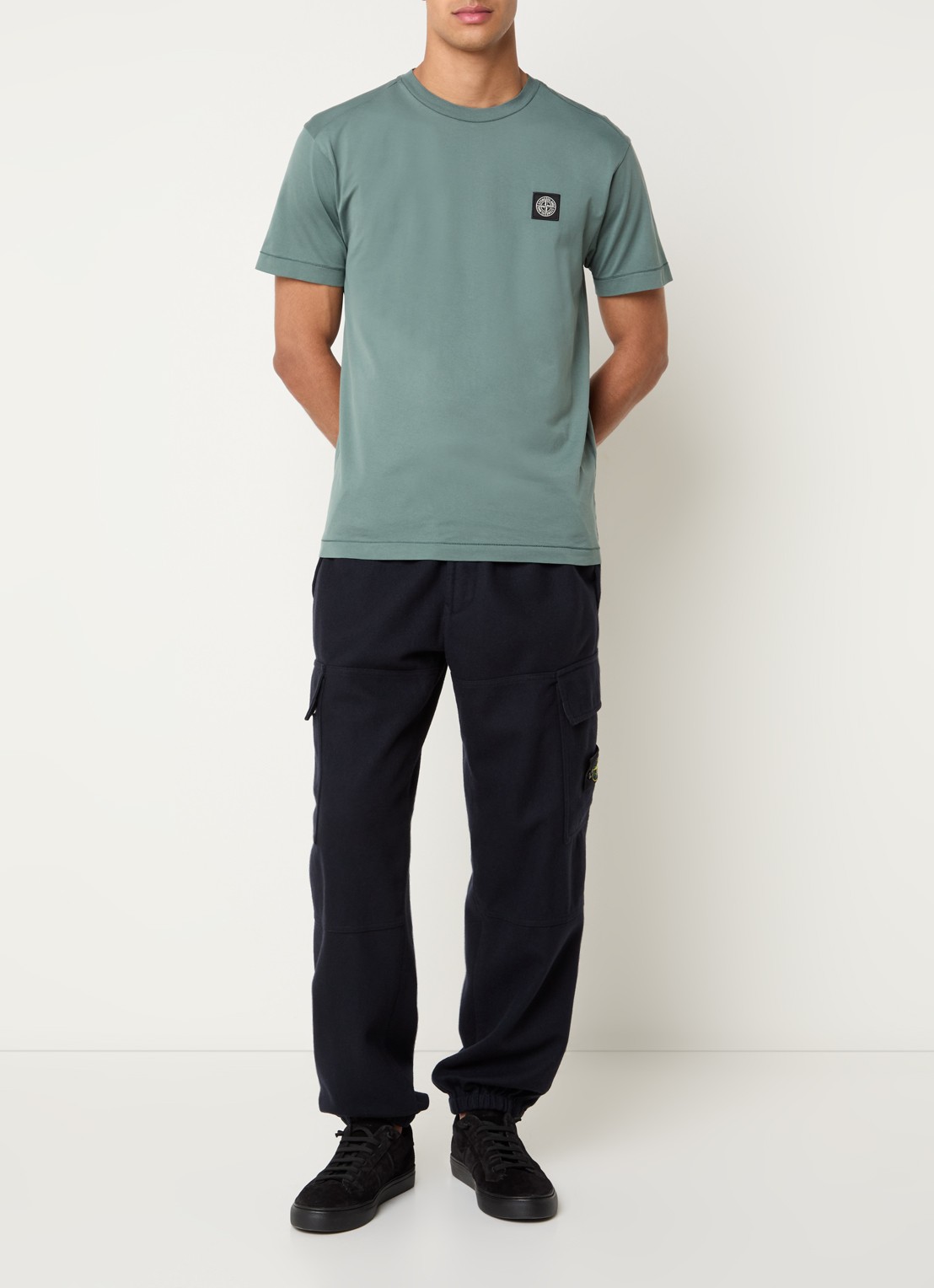 Stone Island S0013 T-shirt met logo - voorkant 4 groen