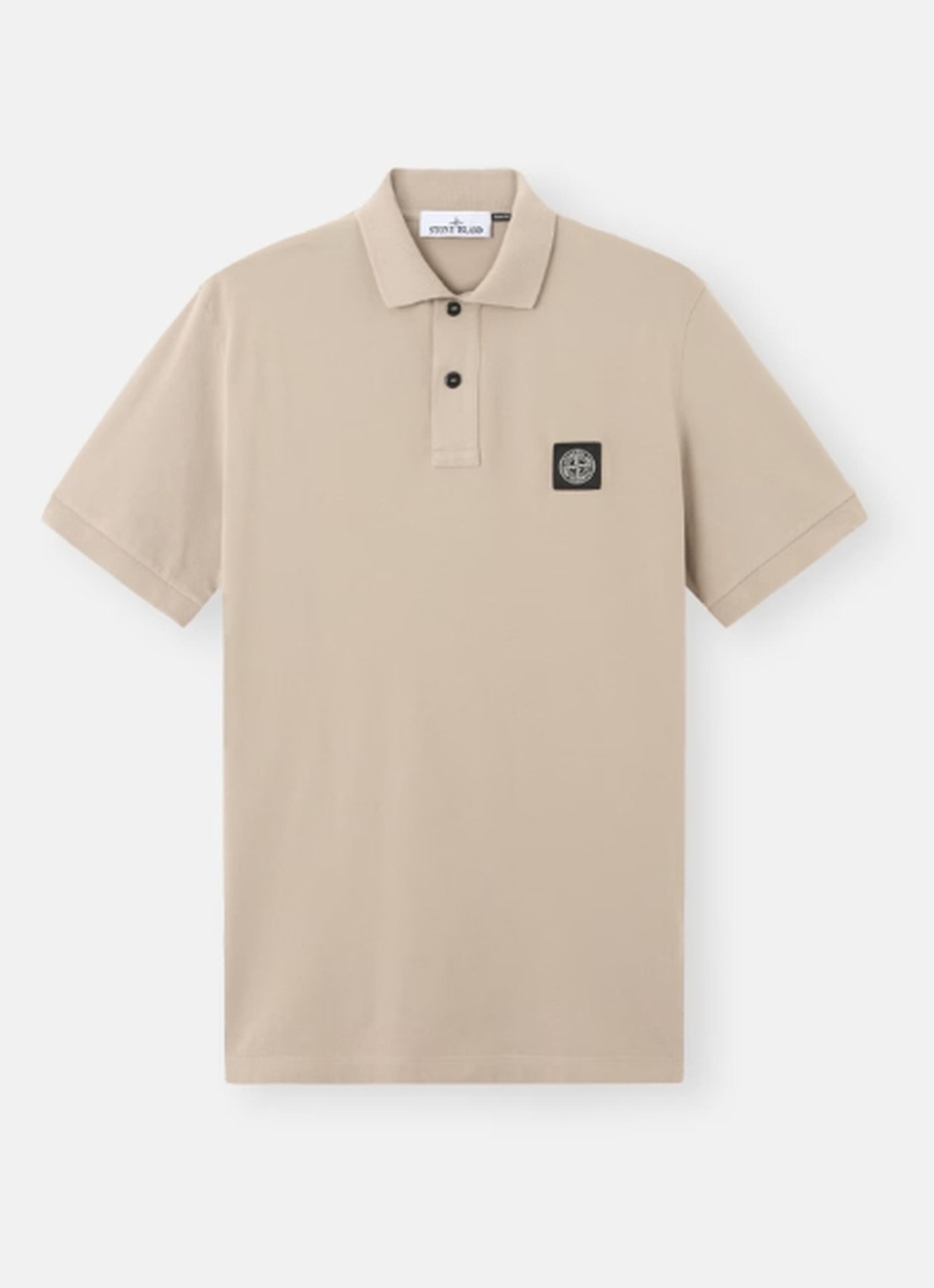 Stone Island S0017 slim fit polo met logoborduring - voorkant beige