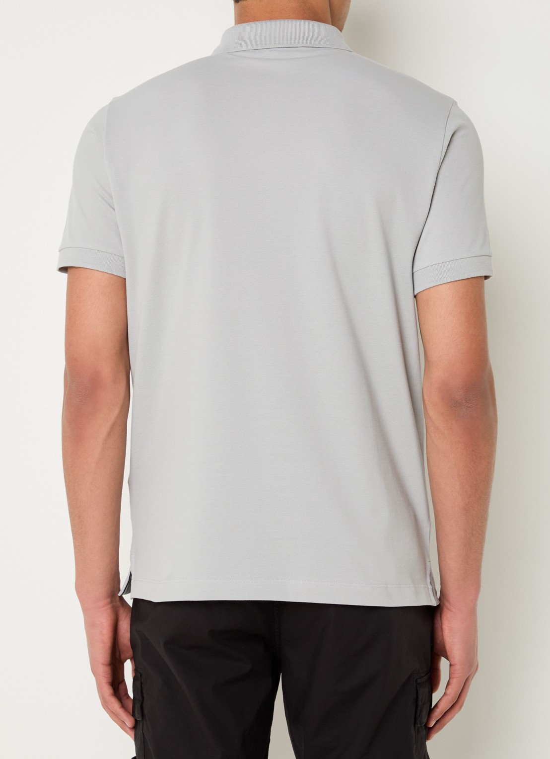 Stone Island S0017 slim fit polo van piqué katoen met logo - achterkant 3 lichtgrijs