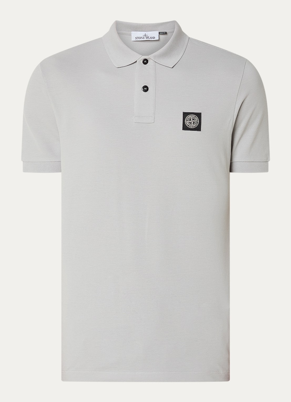 Stone Island S0017 slim fit polo van piqué katoen met logo - voorkant 4 lichtgrijs