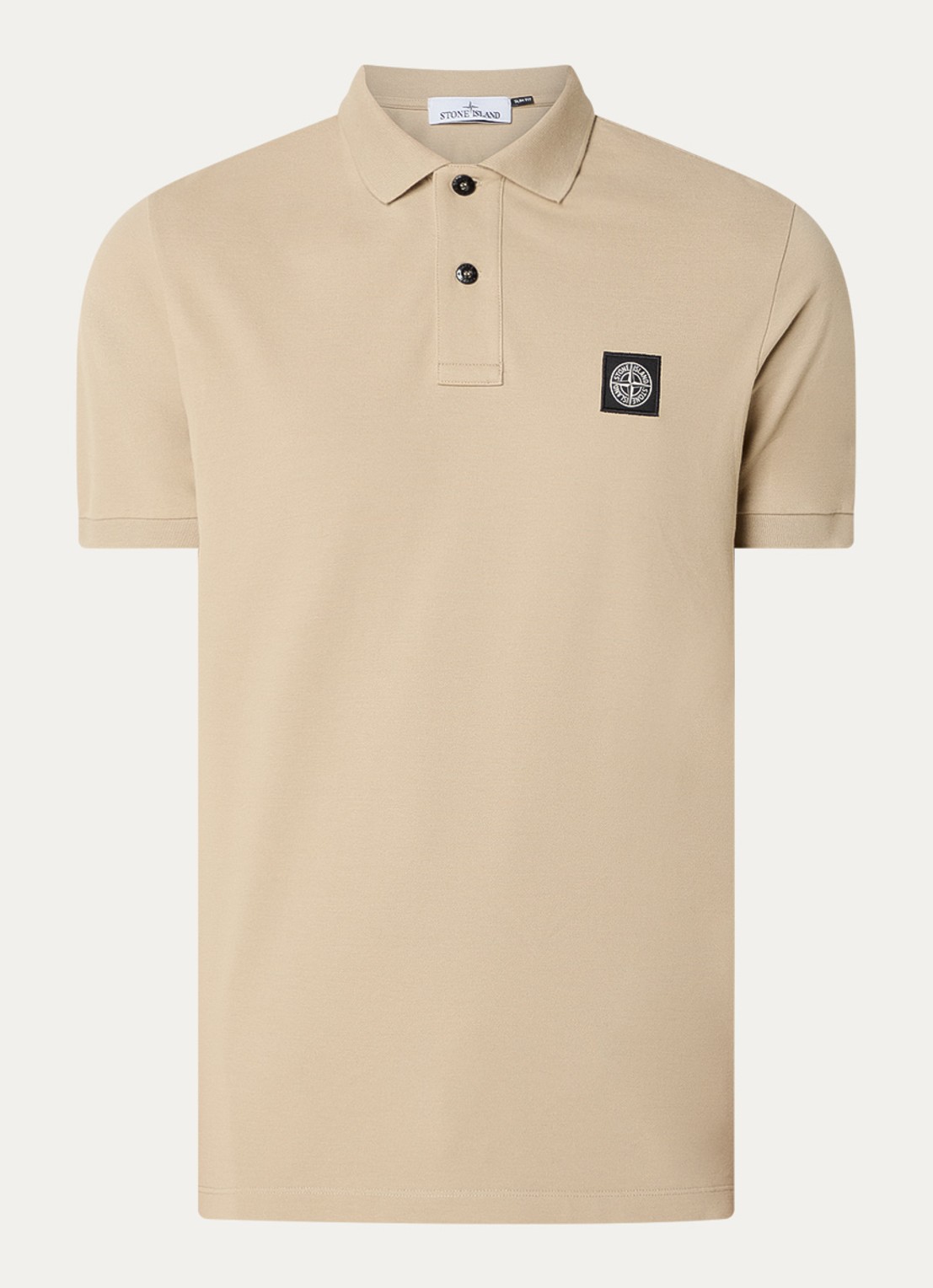 Stone Island S0017 slim fit polo van piqué katoen met logo - voorkant 4 khaki
