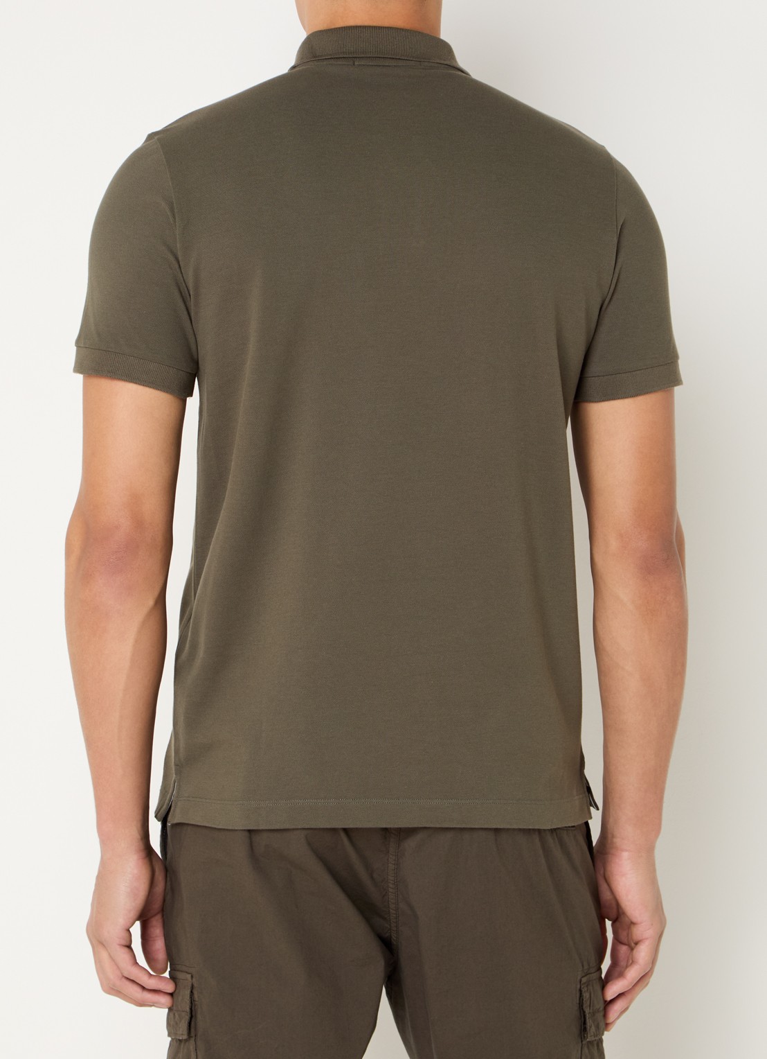 Stone Island S0017 slim fit polo van piqué katoen met logo - achterkant 3 bronsgroen