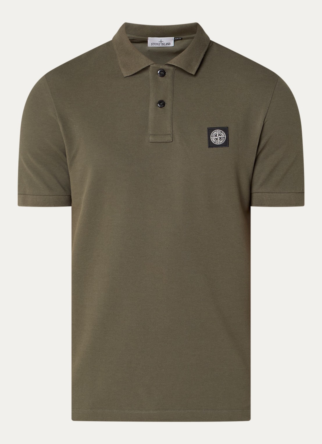 Stone Island S0017 slim fit polo van piqué katoen met logo - voorkant 4 bronsgroen