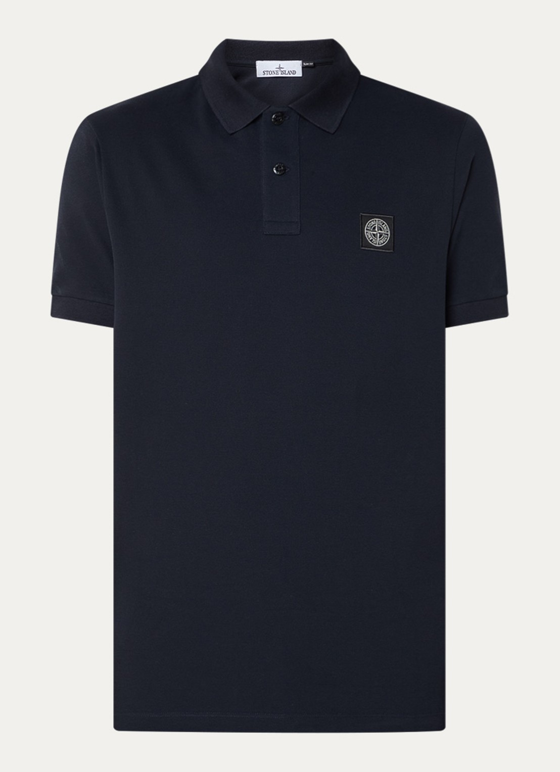 Stone Island S0017 slim fit polo van piqué katoen met logo - voorkant 4 donkerblauw