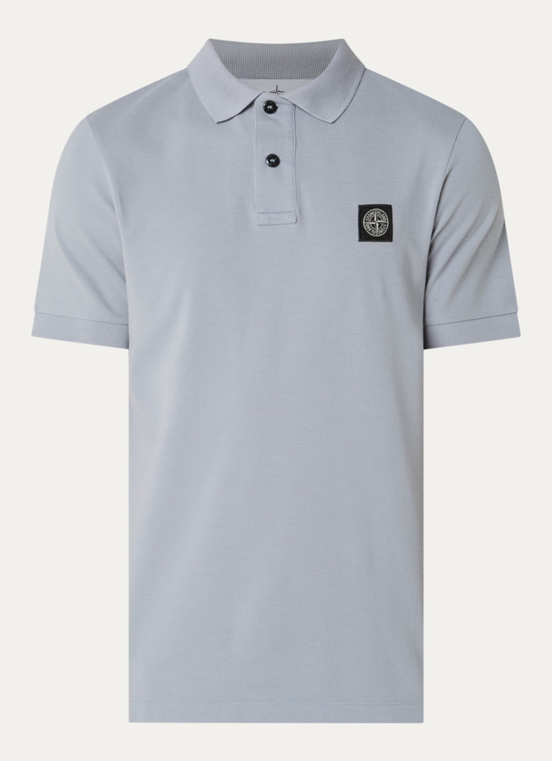 Stone Island S0017 slim fit polo van piqué katoen met logo - voorkant donkerblauw