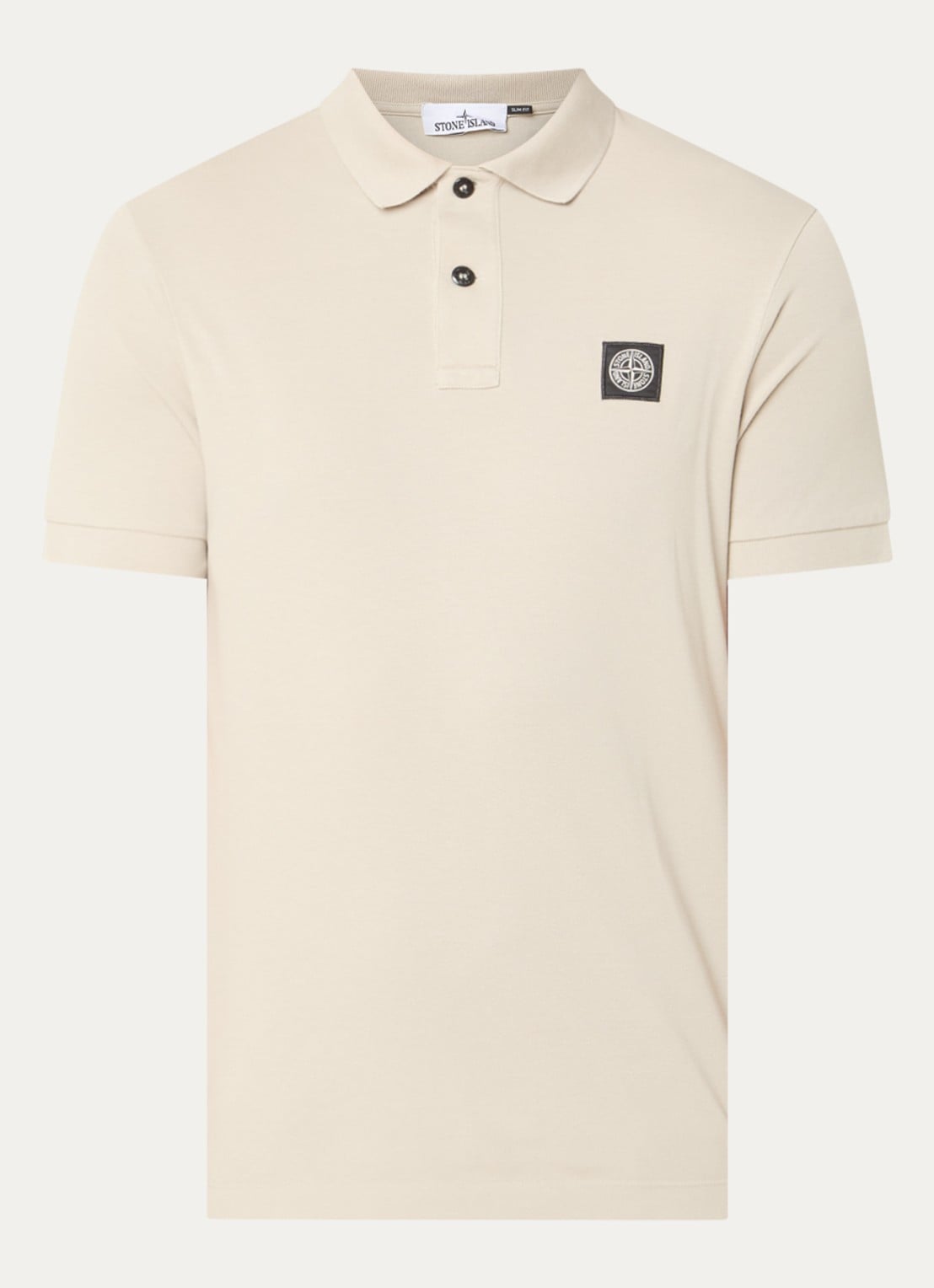 Stone Island S0017 slim fit polo van piqué katoen met logo - voorkant zand