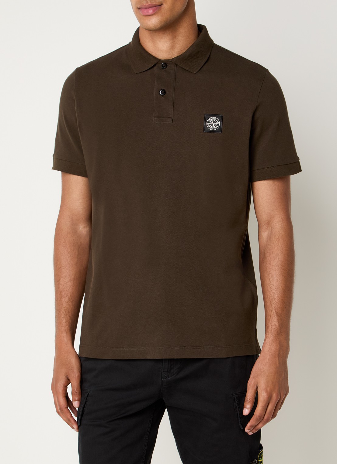 Stone Island S0017 slim fit polo van piqué katoen met logo - detail 2 grijs