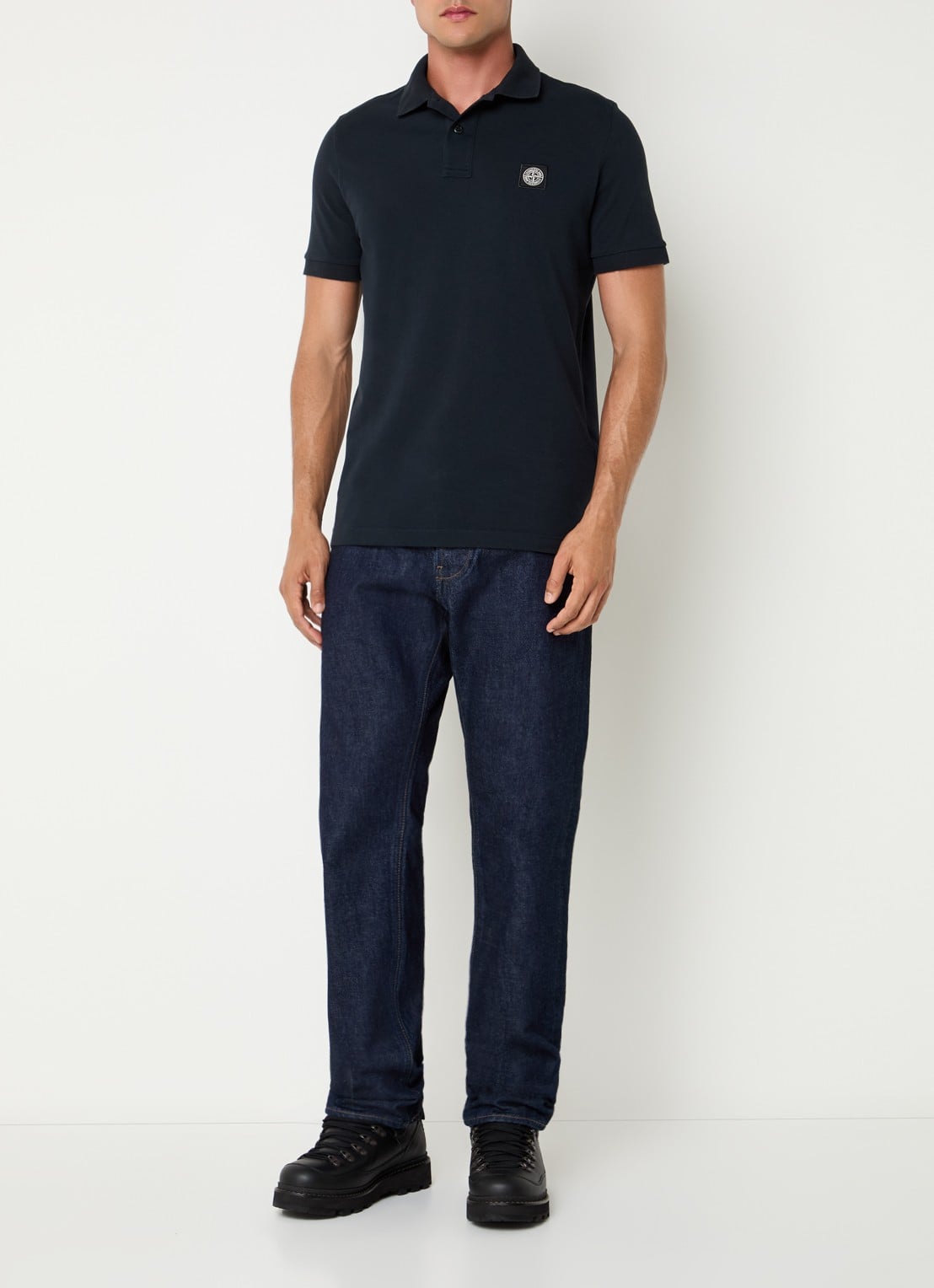 Stone Island S0017 slim fit polo van piqué katoen met logo - voorkant 5 roze