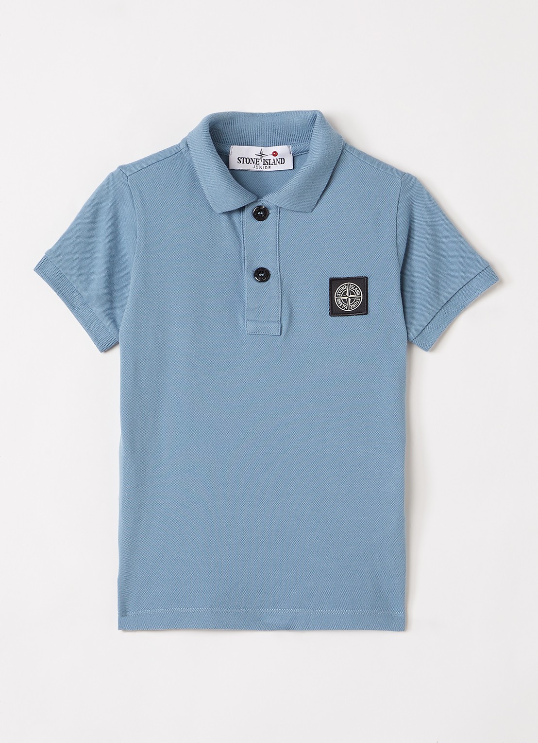 Stone Island S0018 polo van piqué katoen - voorkant staalblauw