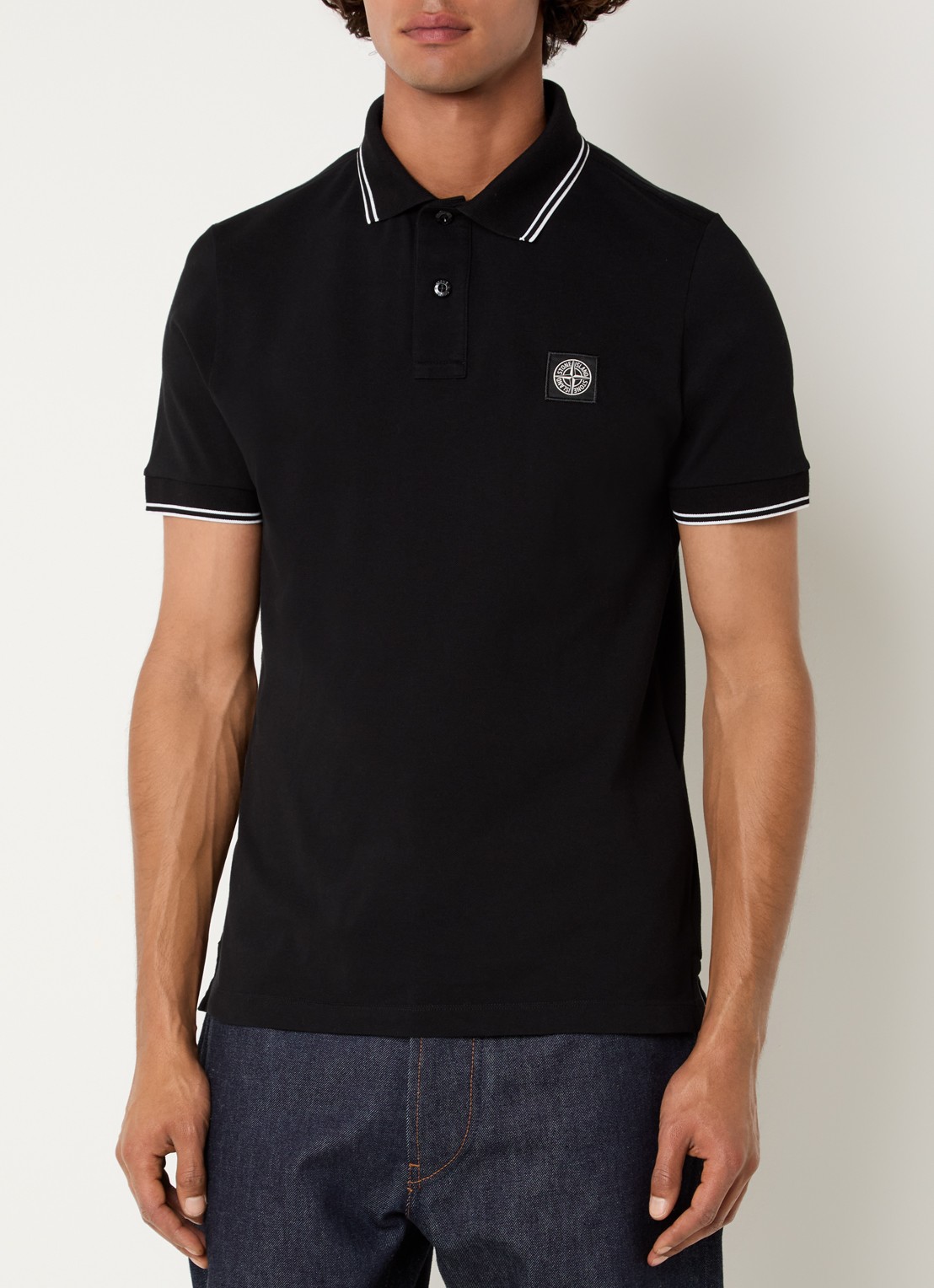 Stone Island S0018 regular fit polo met logoborduring - detail 2 zwart