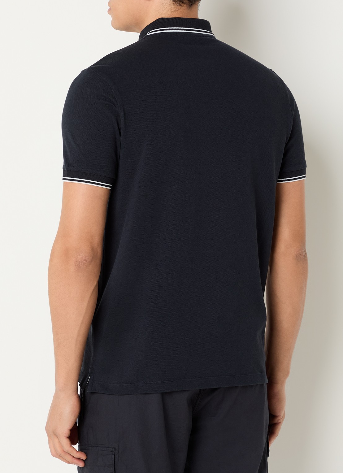 Stone Island S0018 slim fit polo van piqué katoen met logoborduring - achterkant 5 donkerblauw