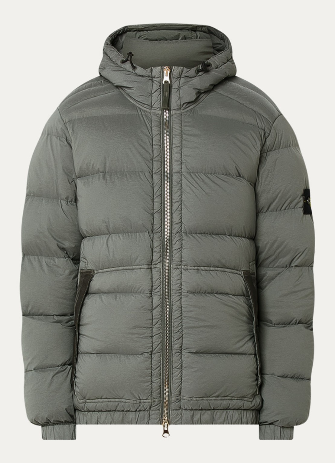 Stone Island S0028 puffer jack met donsvulling en logo - voorkant 3 donkergrijs