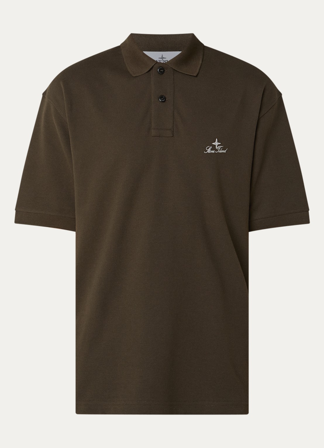 Stone Island S0039 regular fit polo met logoborduring - voorkant 3 mosgroen