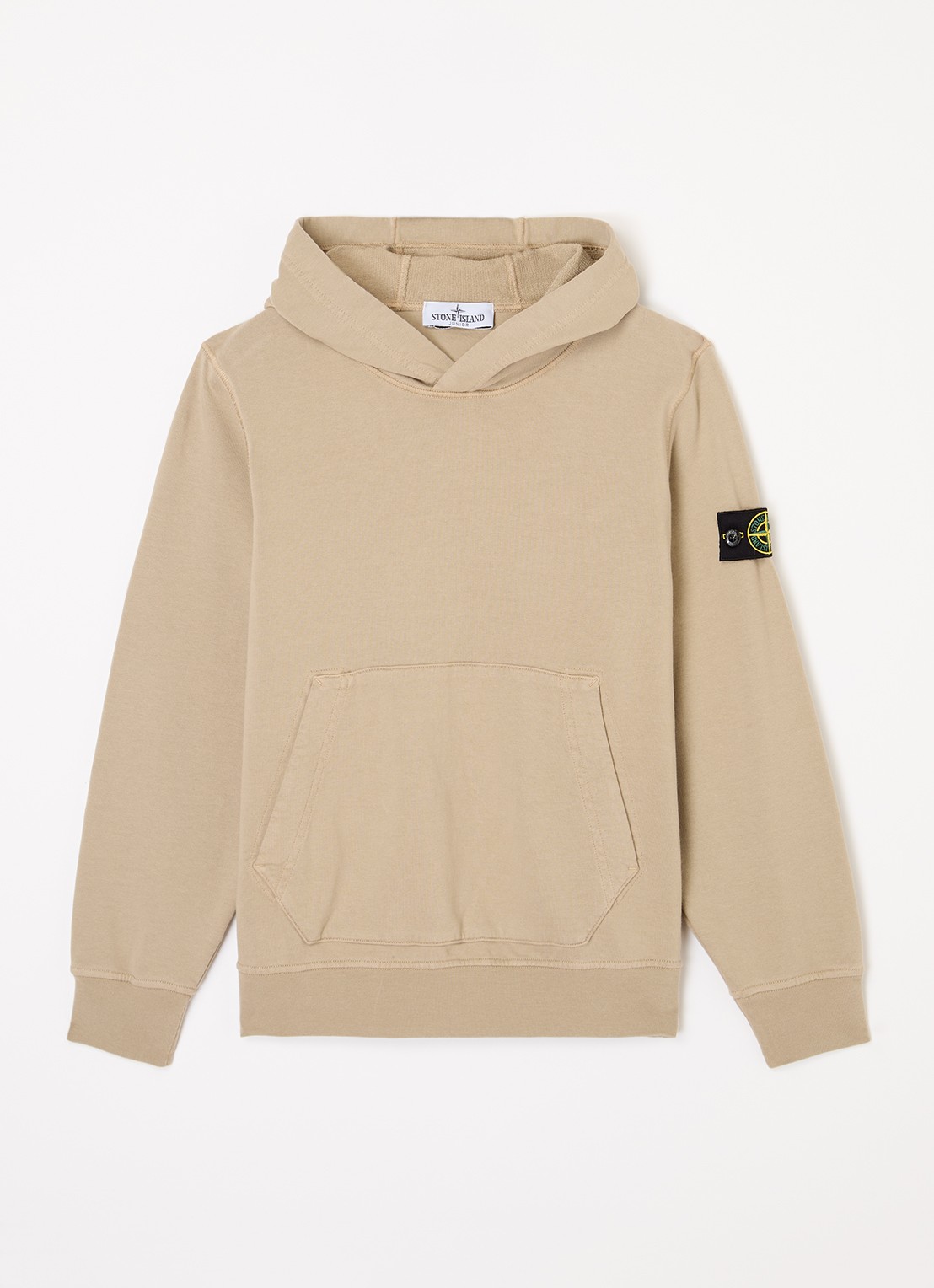 Stone Island S0040 hoodie met logoborduring - voorkant khaki