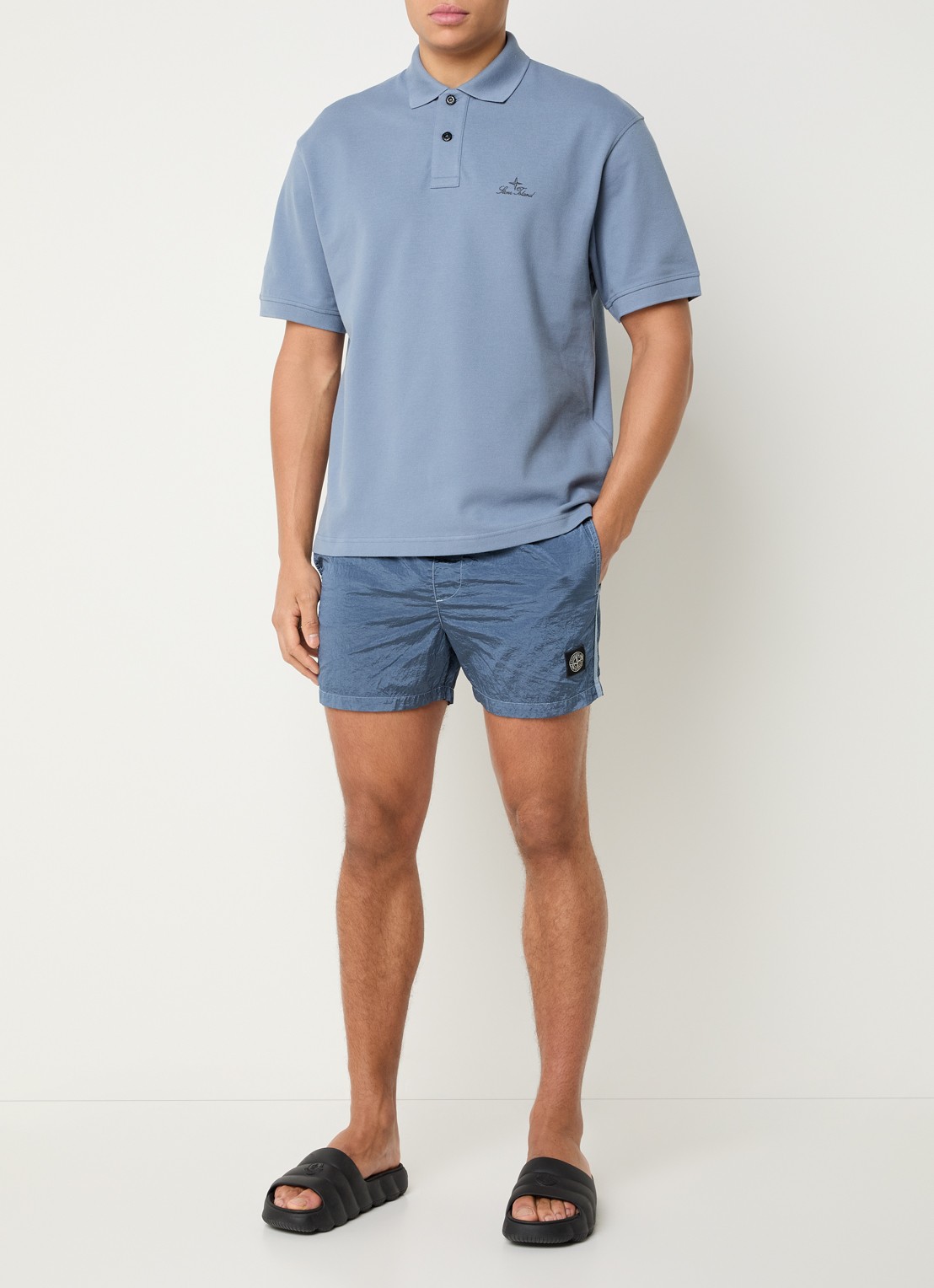 Stone Island S0043 zwemshorts met steekzakken - voorkant 3 staalblauw