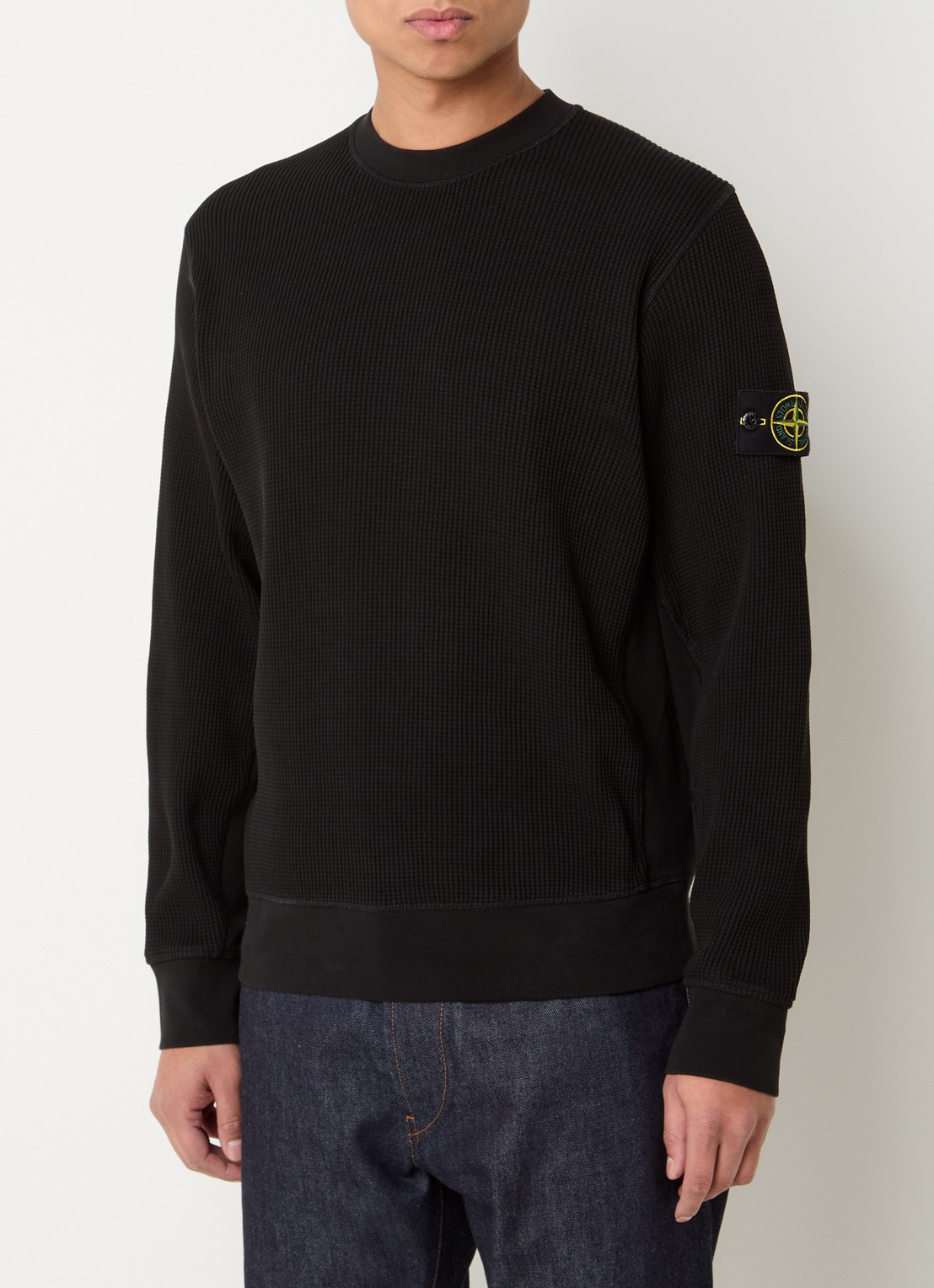 Stone Island S0044 fijngebreide trui met logo - detail 4 zwart