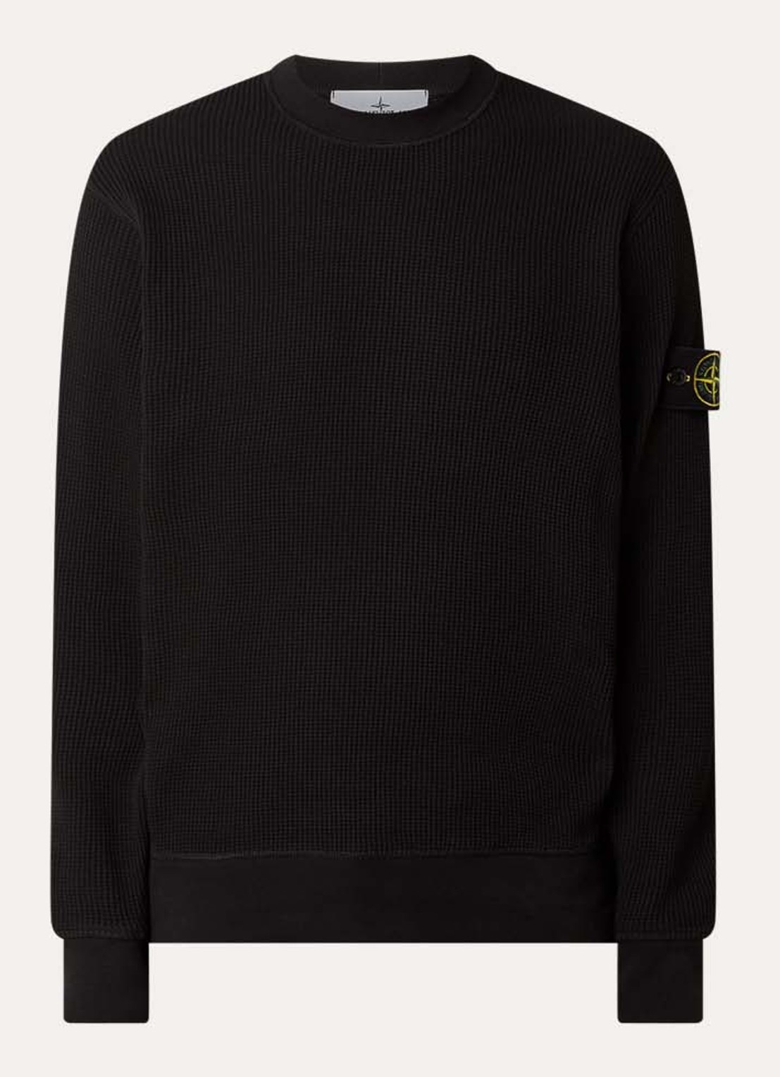 Stone Island S0044 fijngebreide trui met logo - voorkant 2 zwart