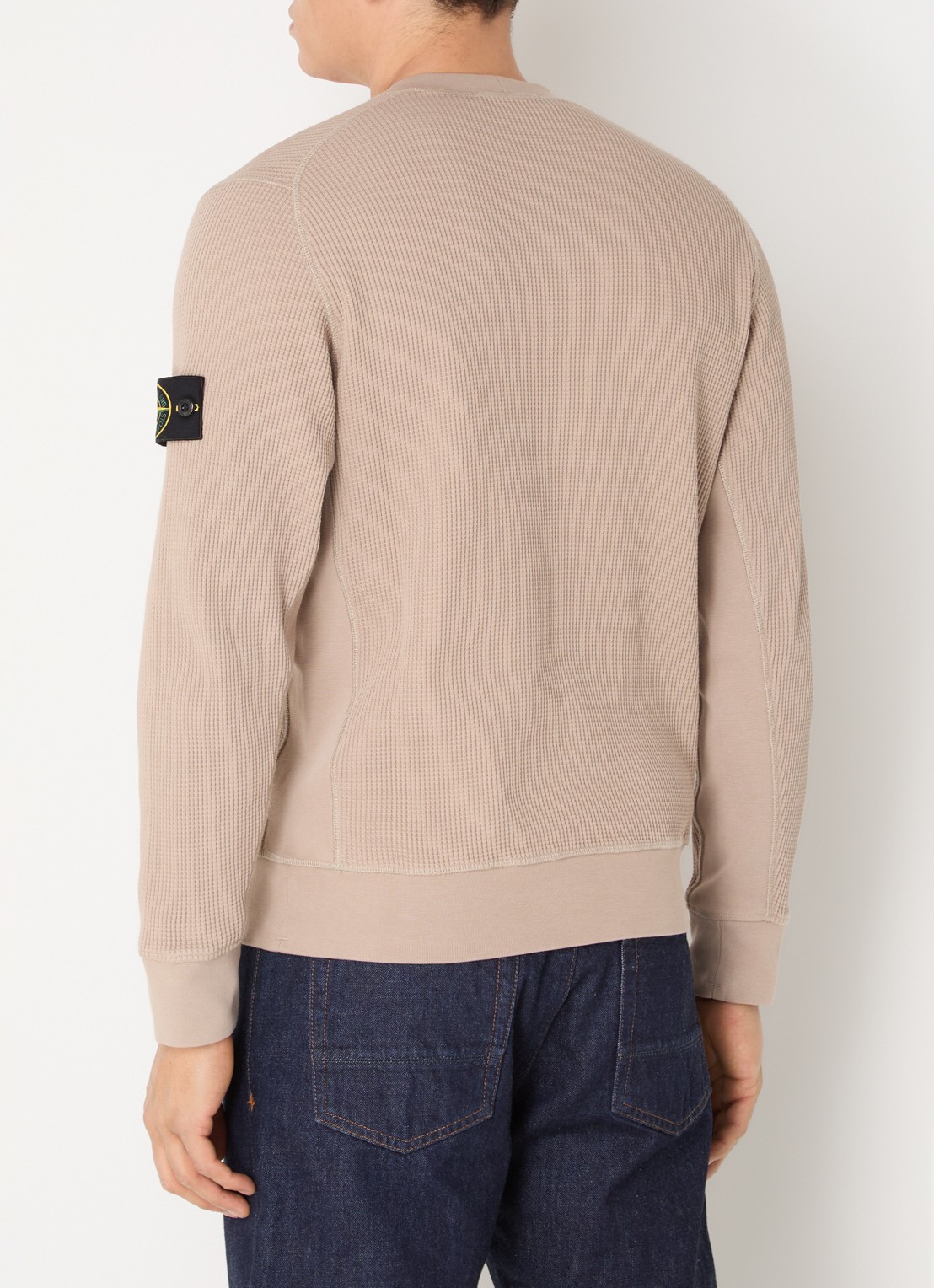 Stone Island S0044 fijngebreide trui met logo - achterkant 3 donkerbeige