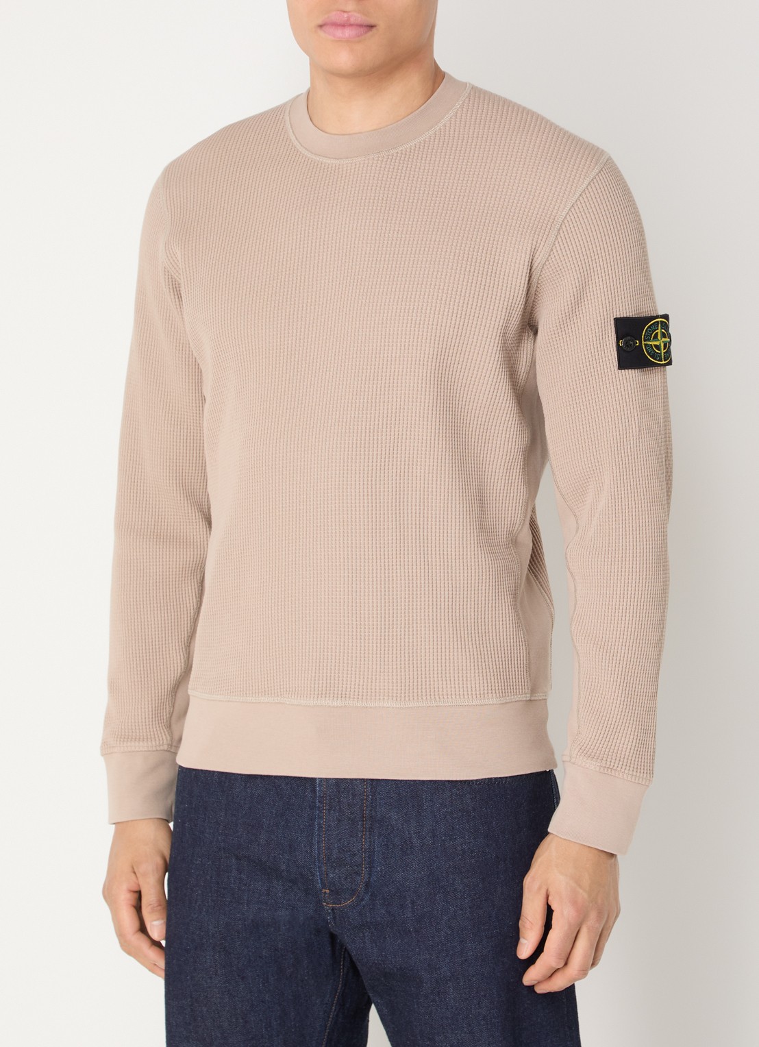 Stone Island S0044 fijngebreide trui met logo - detail 4 donkerbeige