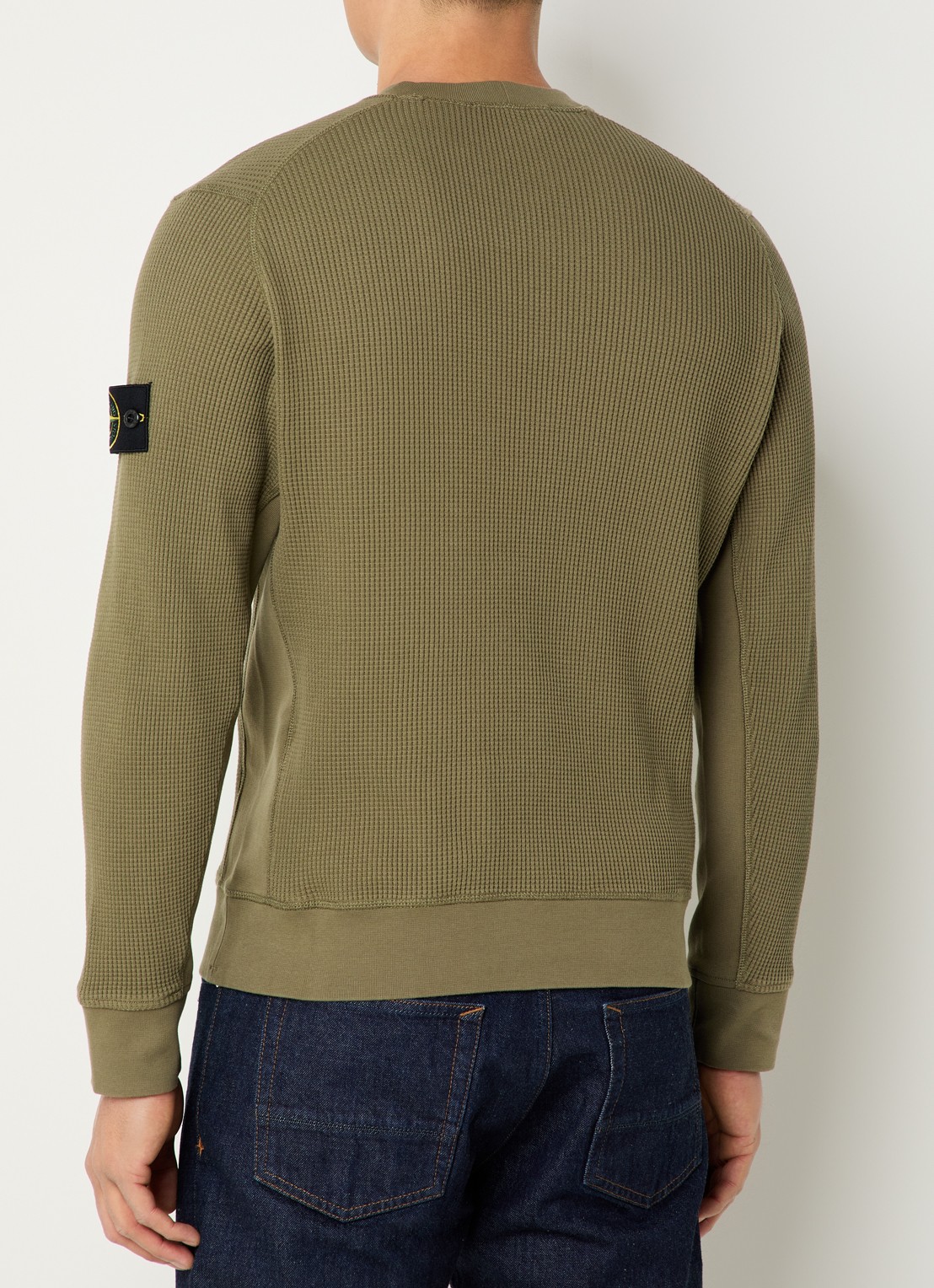 Stone Island S0044 fijngebreide trui met logo - achterkant 3 mosgroen