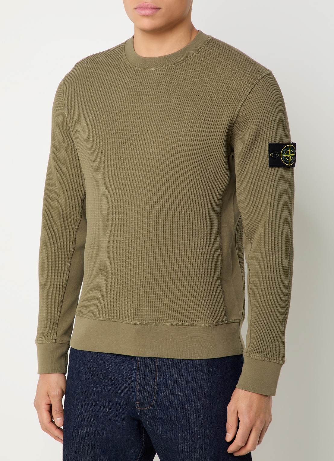 Stone Island S0044 fijngebreide trui met logo - detail 4 mosgroen