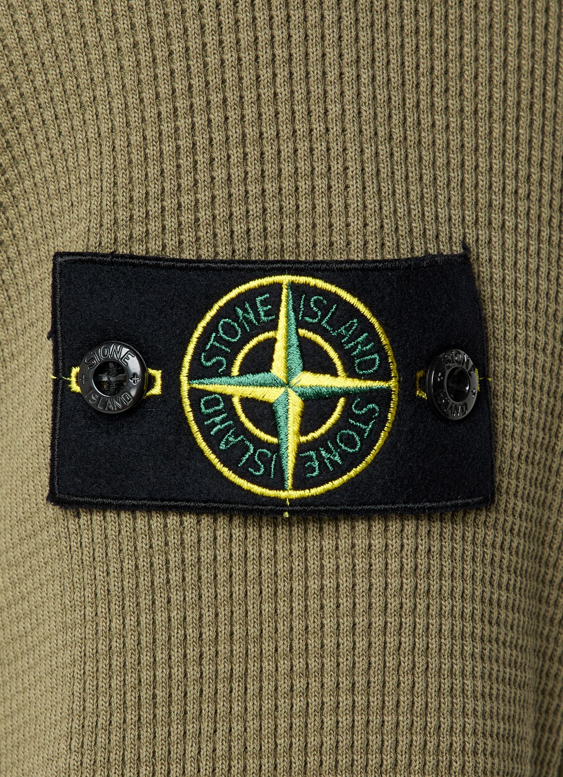 Stone Island S0044 fijngebreide trui met logo - detail 5 mosgroen