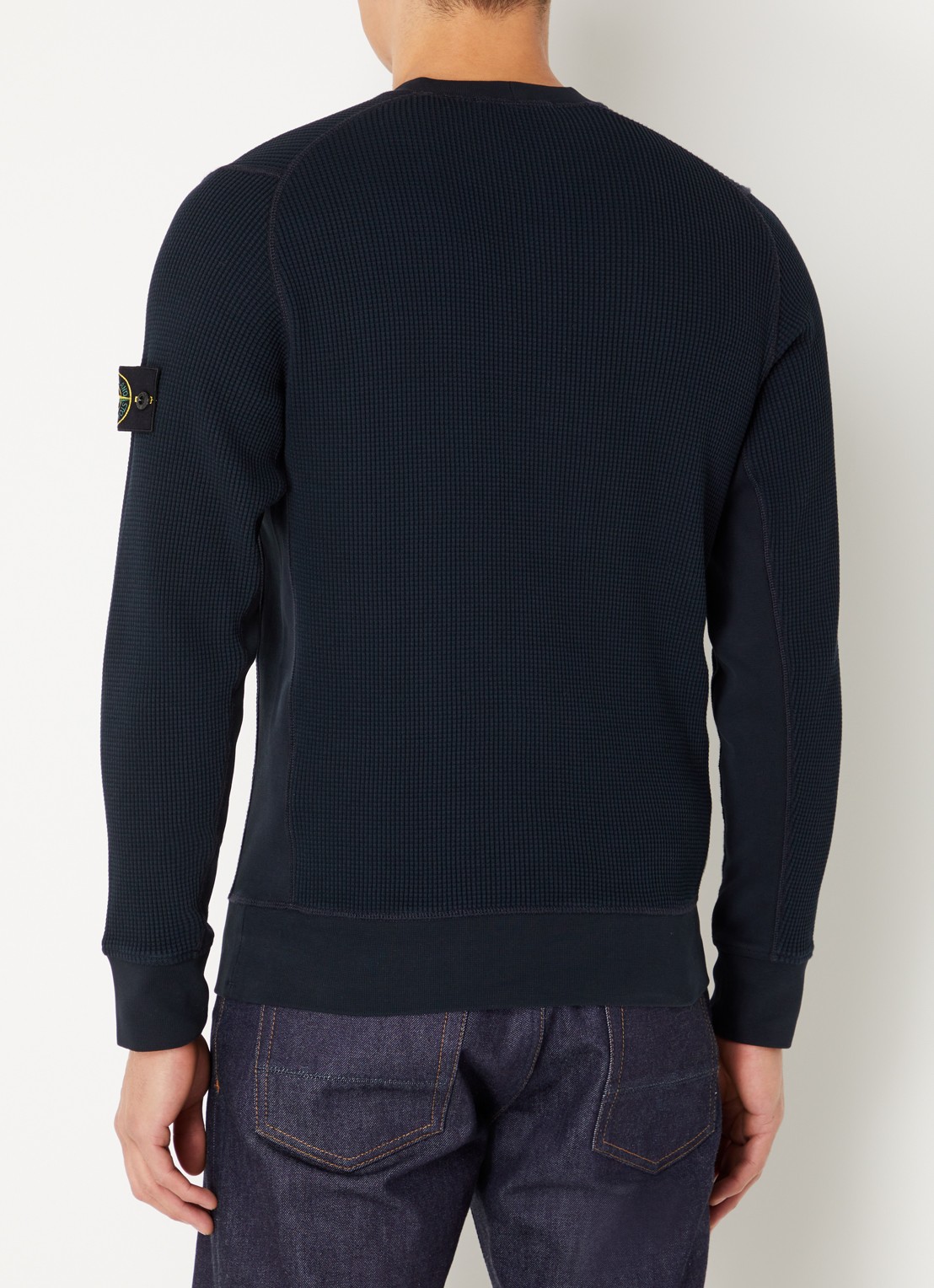 Stone Island S0044 fijngebreide trui met logo - achterkant 3 donkerblauw