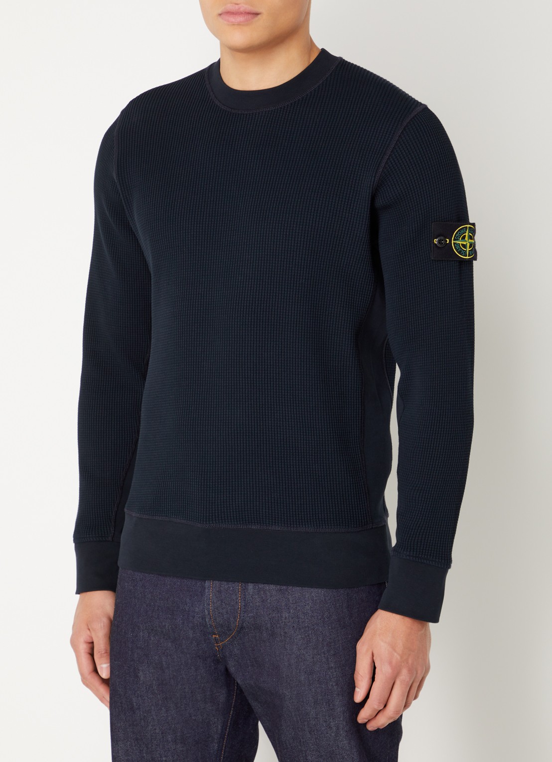 Stone Island S0044 fijngebreide trui met logo - detail 4 donkerblauw