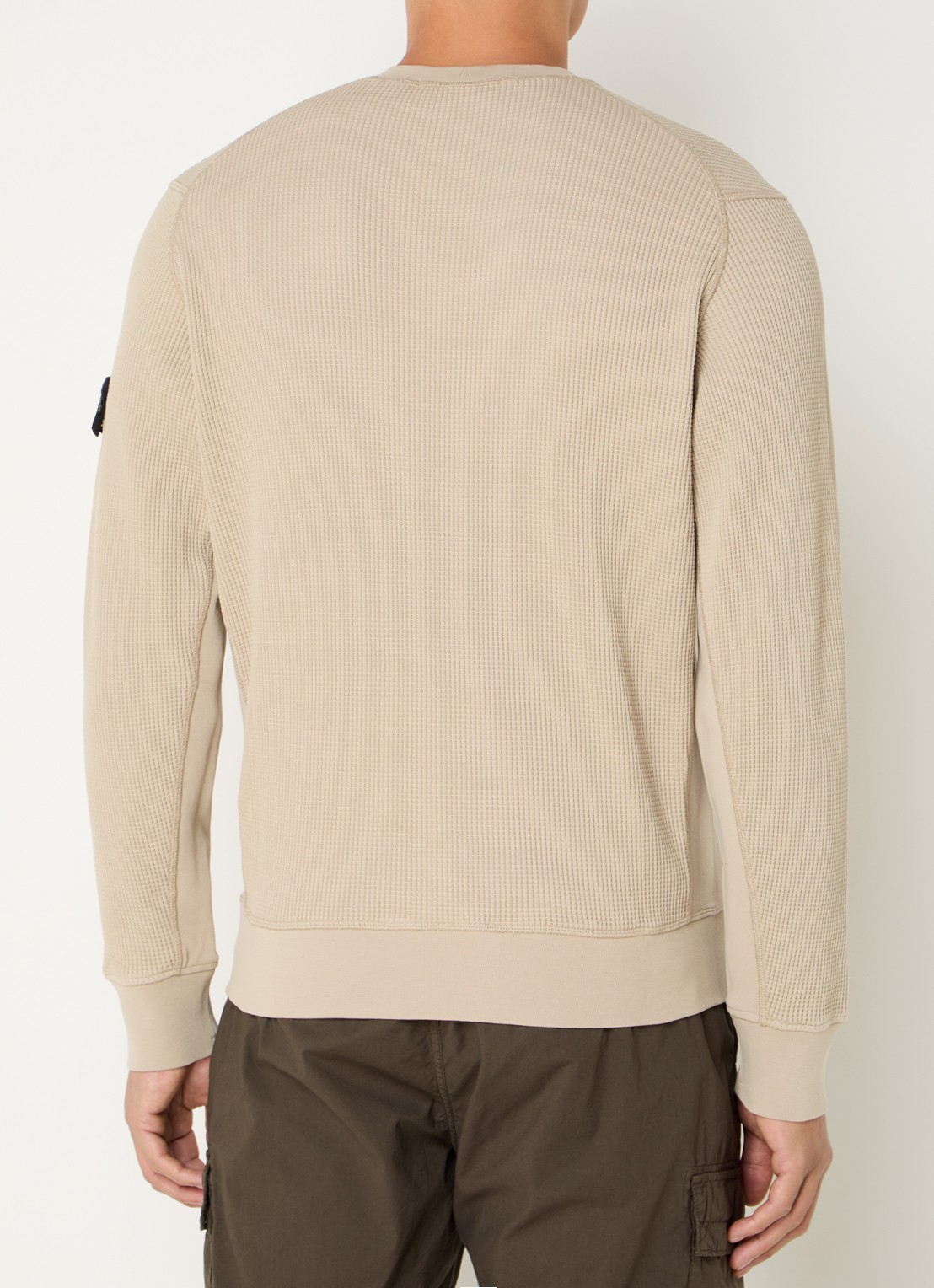 Stone Island S0044 sweater met structuur en logo - achterkant beige