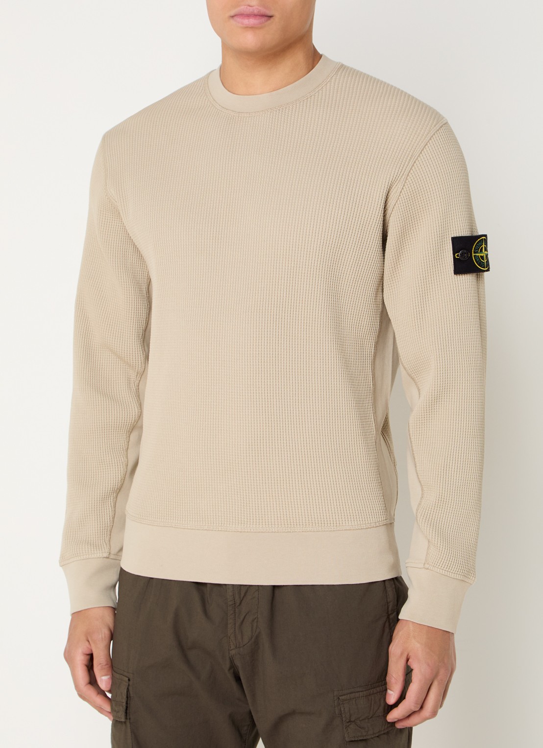 Stone Island S0044 sweater met structuur en logo - detail 2 beige