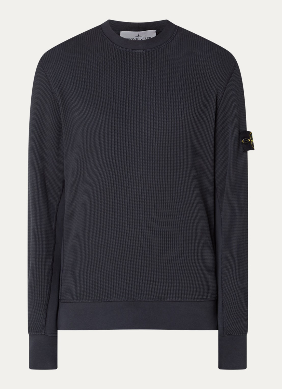 Stone Island S0044 sweater met structuur en logo - voorkant 3 donkerblauw
