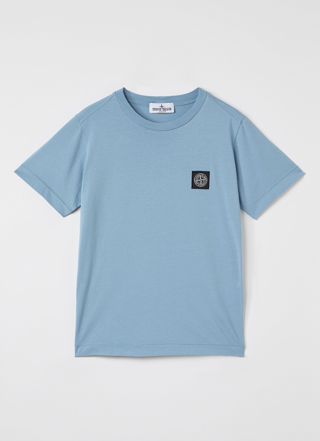 Stone Island S0047 T-shirt met logo - voorkant staalblauw