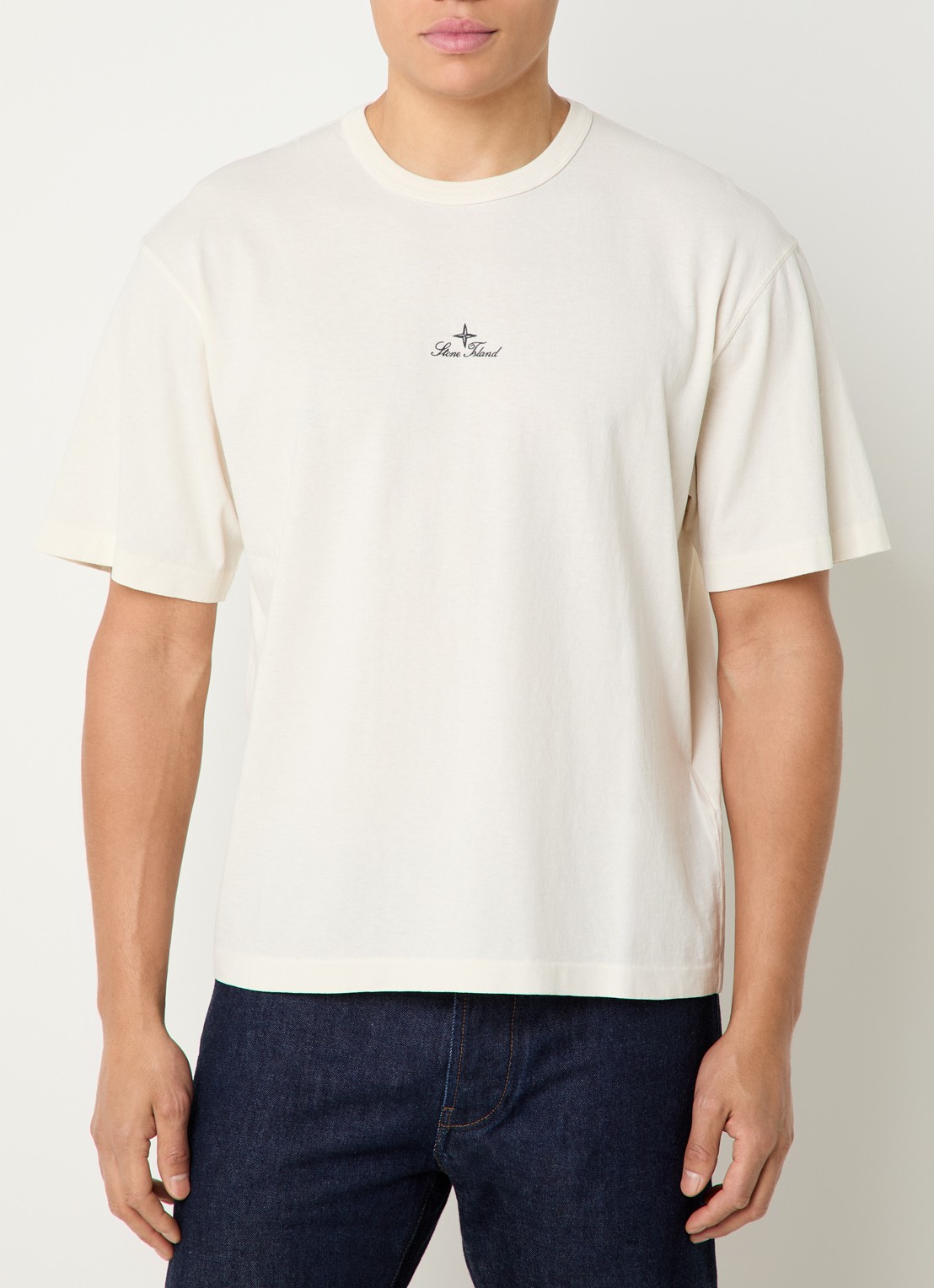 Stone Island S0050 T-shirt met logo - detail 4 gebroken wit