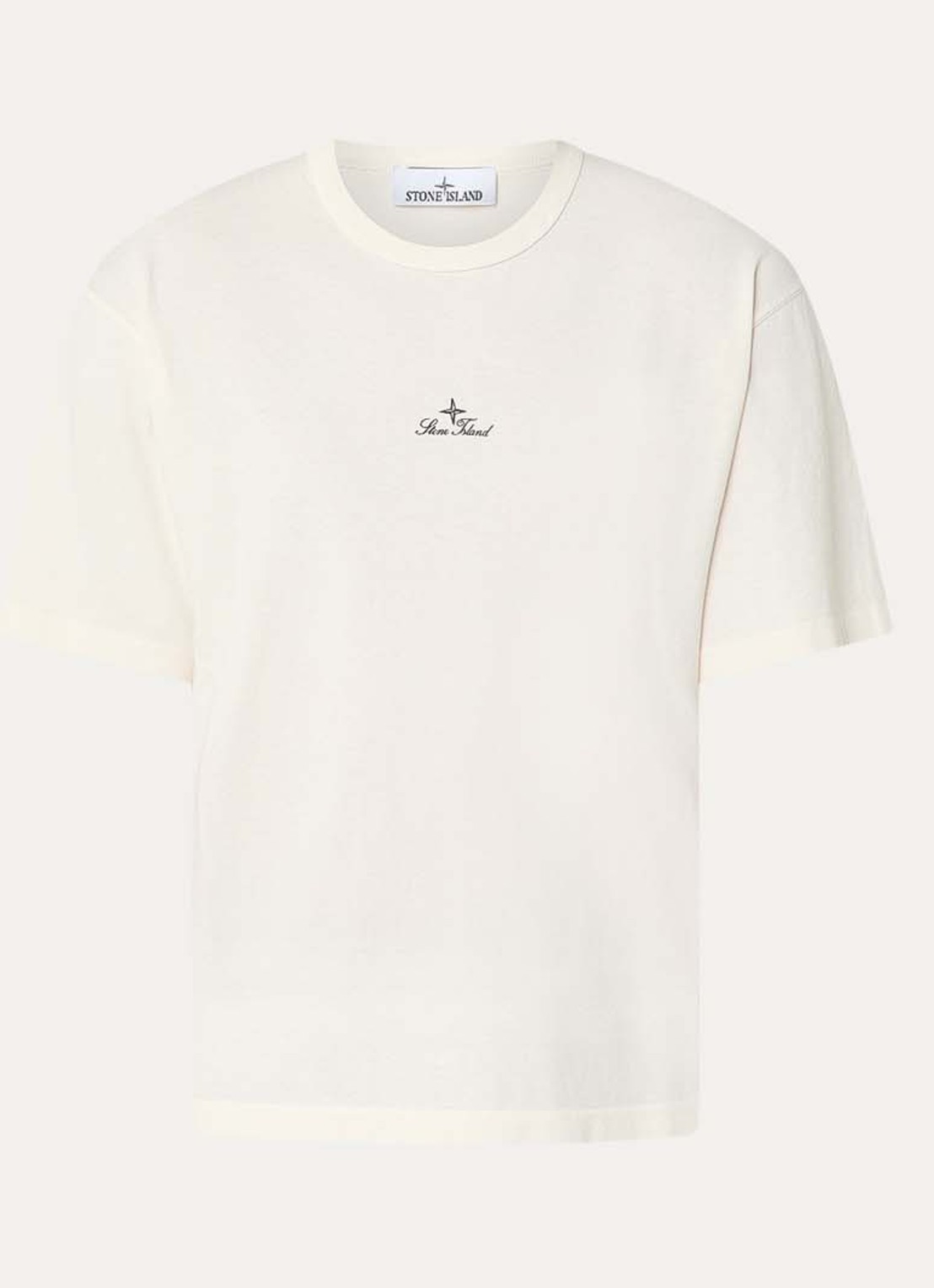 Stone Island S0050 T-shirt met logo - voorkant 2 gebroken wit