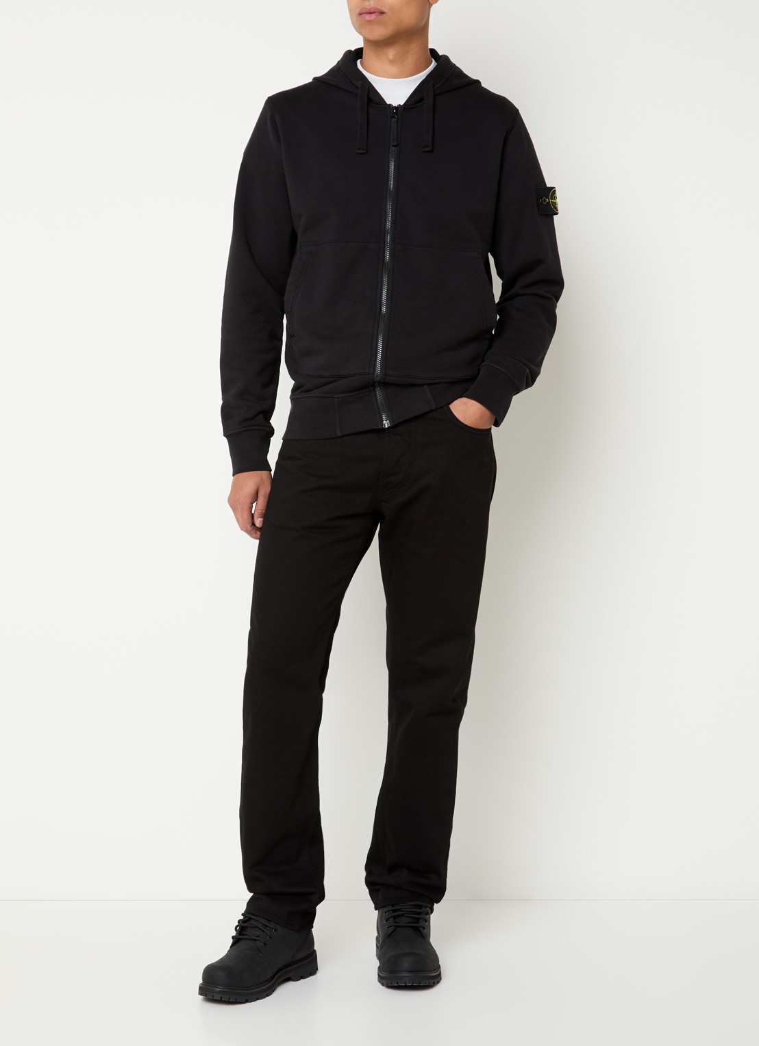 Stone Island S0051 Felpa sweatvest met logo - voorkant 5 zwart