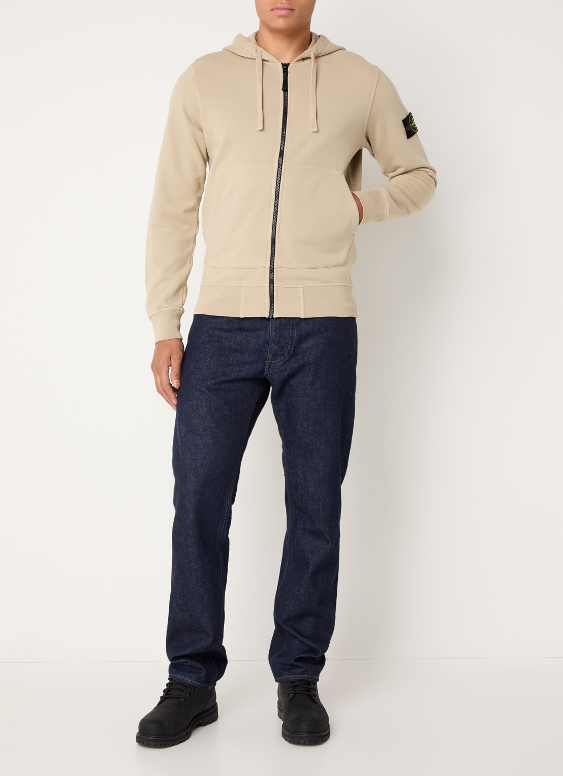 Stone Island S0051 Felpa sweatvest met logo - voorkant 3 zand