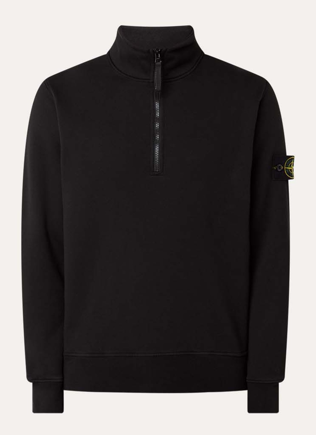 Stone Island S0051 sweater met halve rits en logo - voorkant 2 zwart