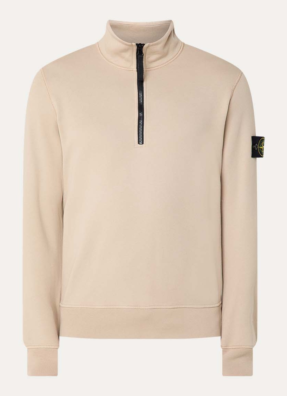 Stone Island S0051 sweater met halve rits en logo - voorkant 4 beige