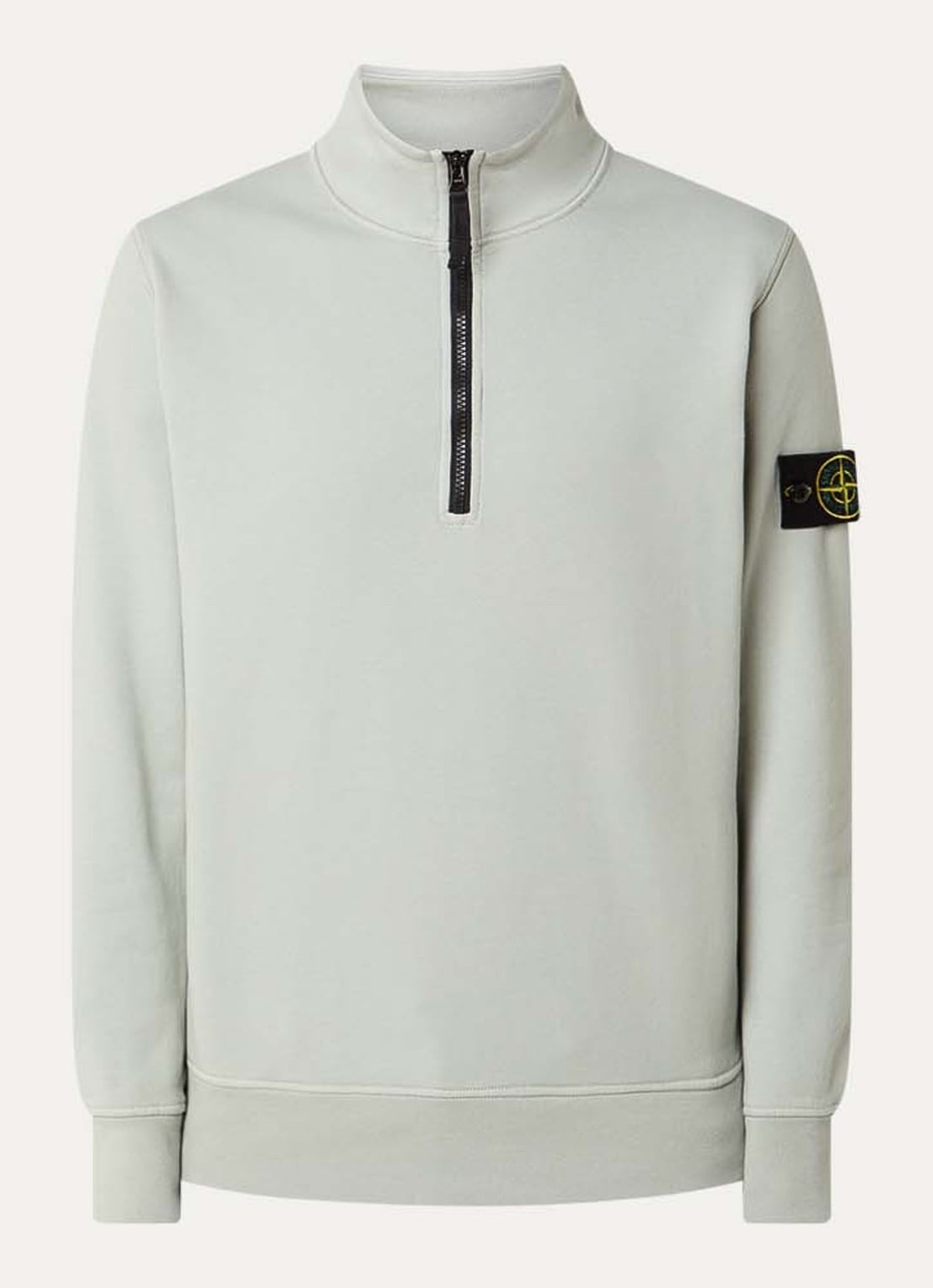 Stone Island S0051 sweater met halve rits en logo - voorkant 3 lindegroen