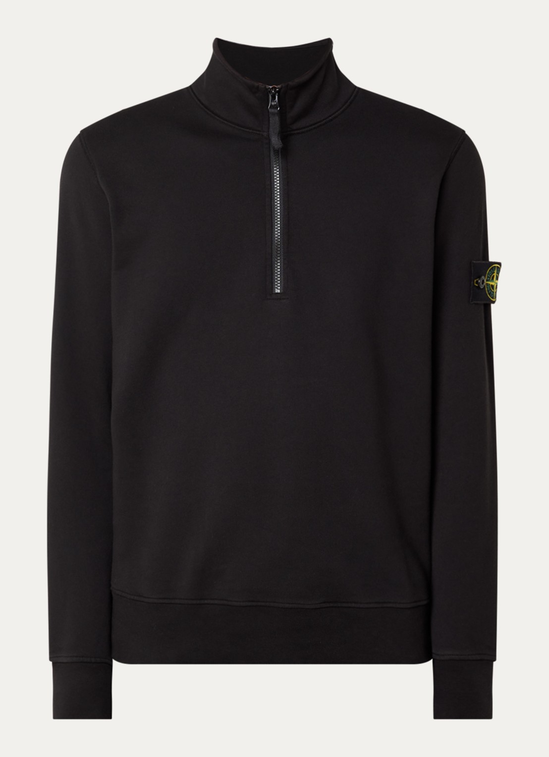Stone Island S0051 sweater met halve rits en logo - voorkant 4 zwart
