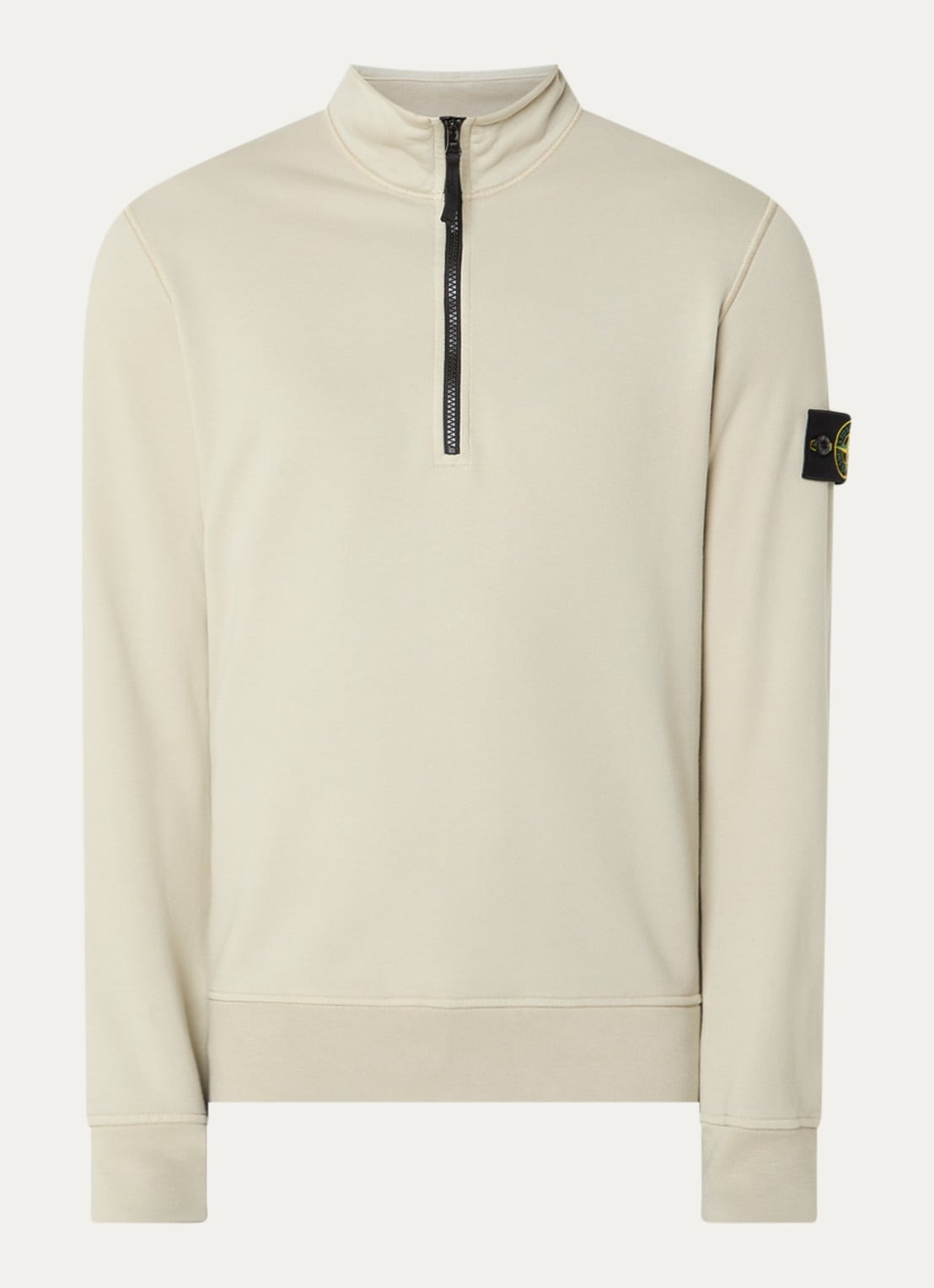 Stone Island S0051 sweater met halve rits en logo - voorkant 2 khaki