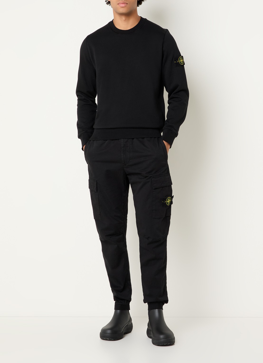 Stone Island S0051 sweater met logo - voorkant 5 zwart